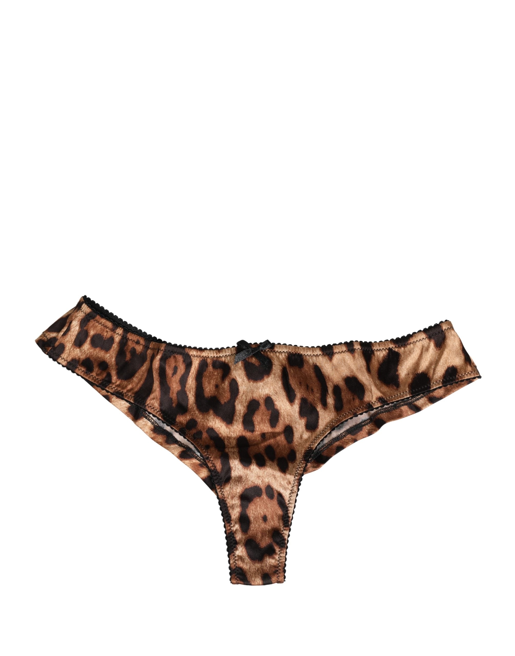 Dolce & Gabbana Black Brown Leopard Mid Waist Brief Panty Women's Underwear