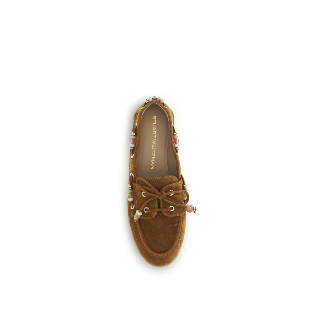 Stuart Weitzman Brown Calf Leather Bos Taurus Slip-On Women's Loafers