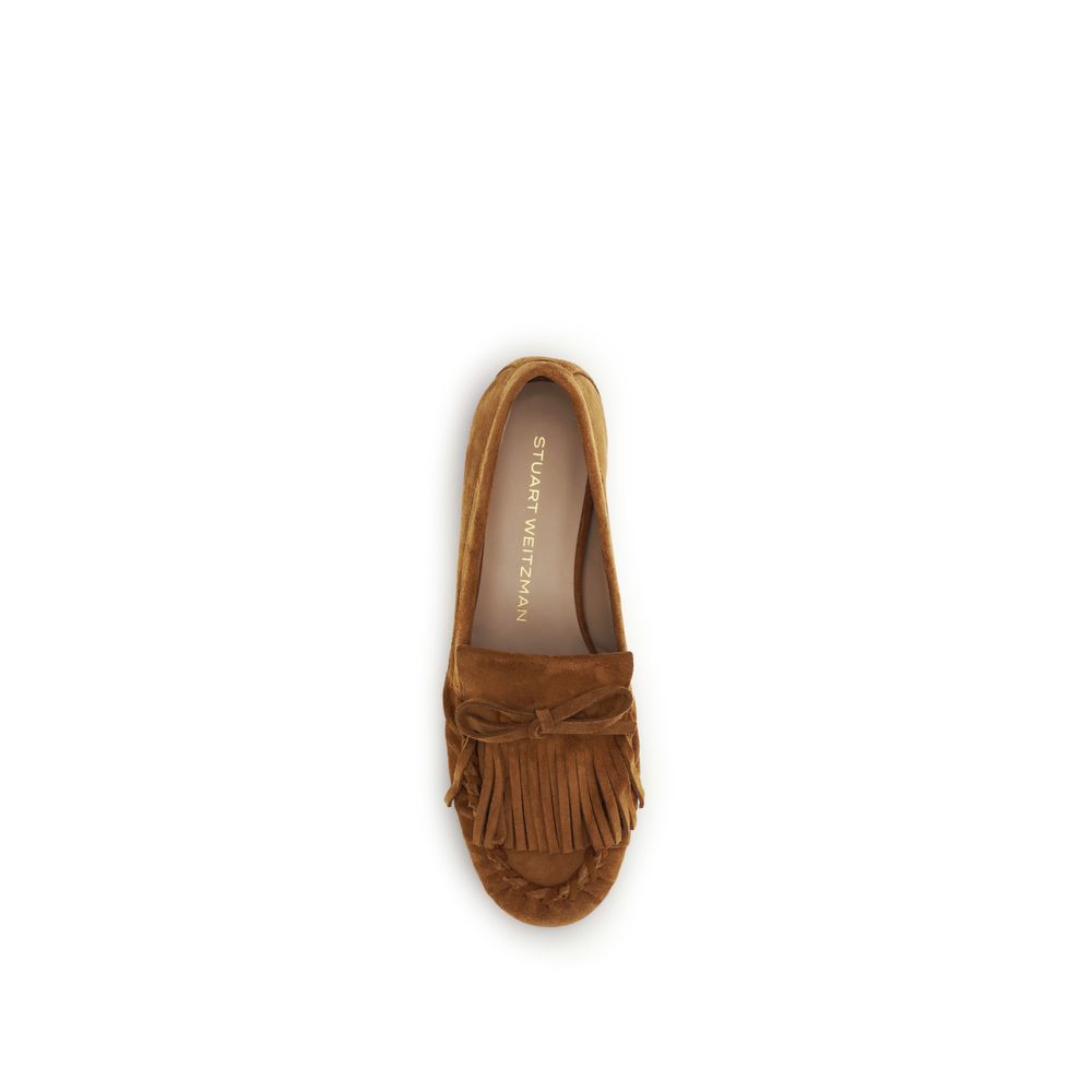 Stuart Weitzman Brown Calf Leather Bos Taurus Slip-On Women's Loafers