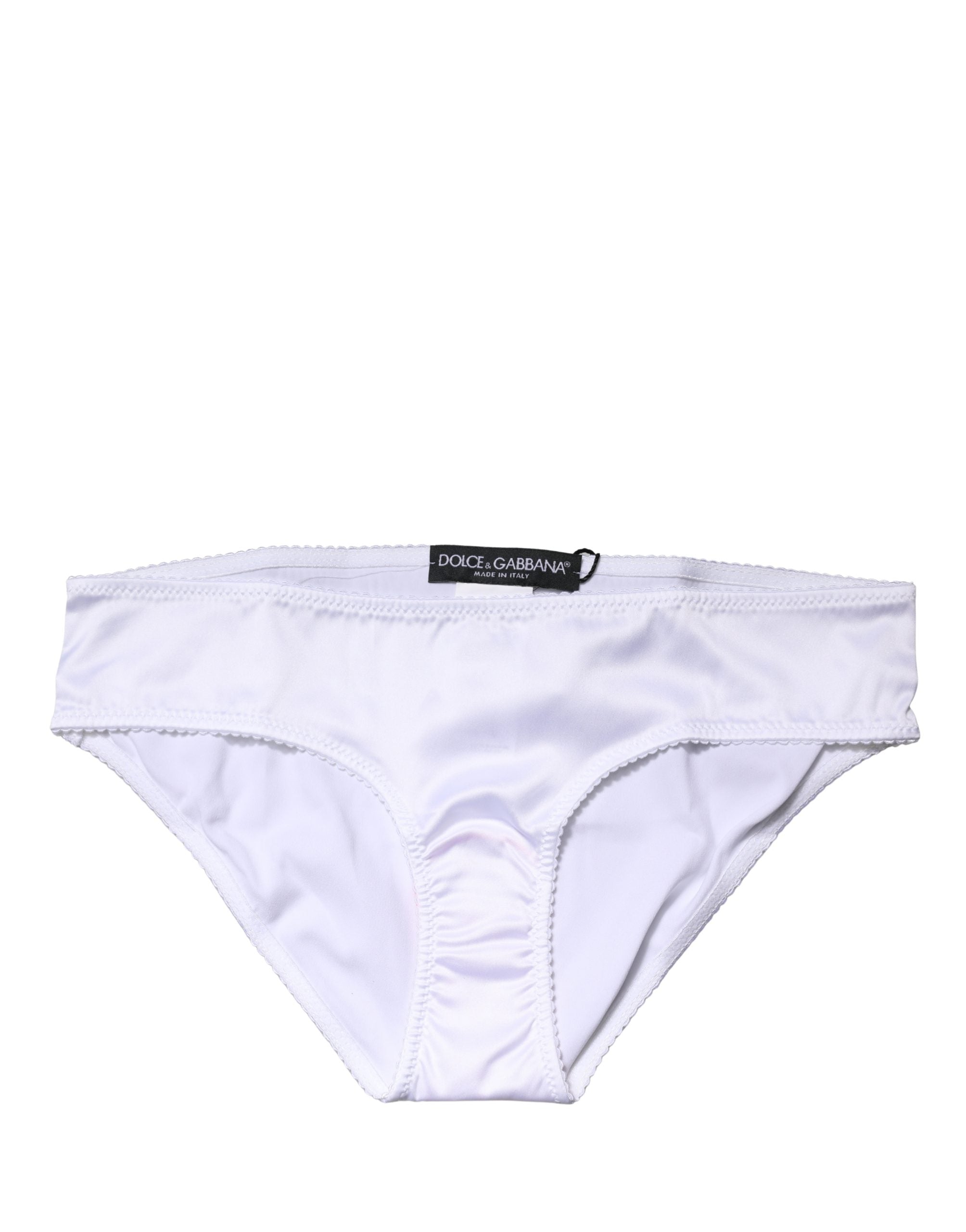 Dolce & Gabbana White Silk Stretch Mid Waist Brief Panty Women's Underwear