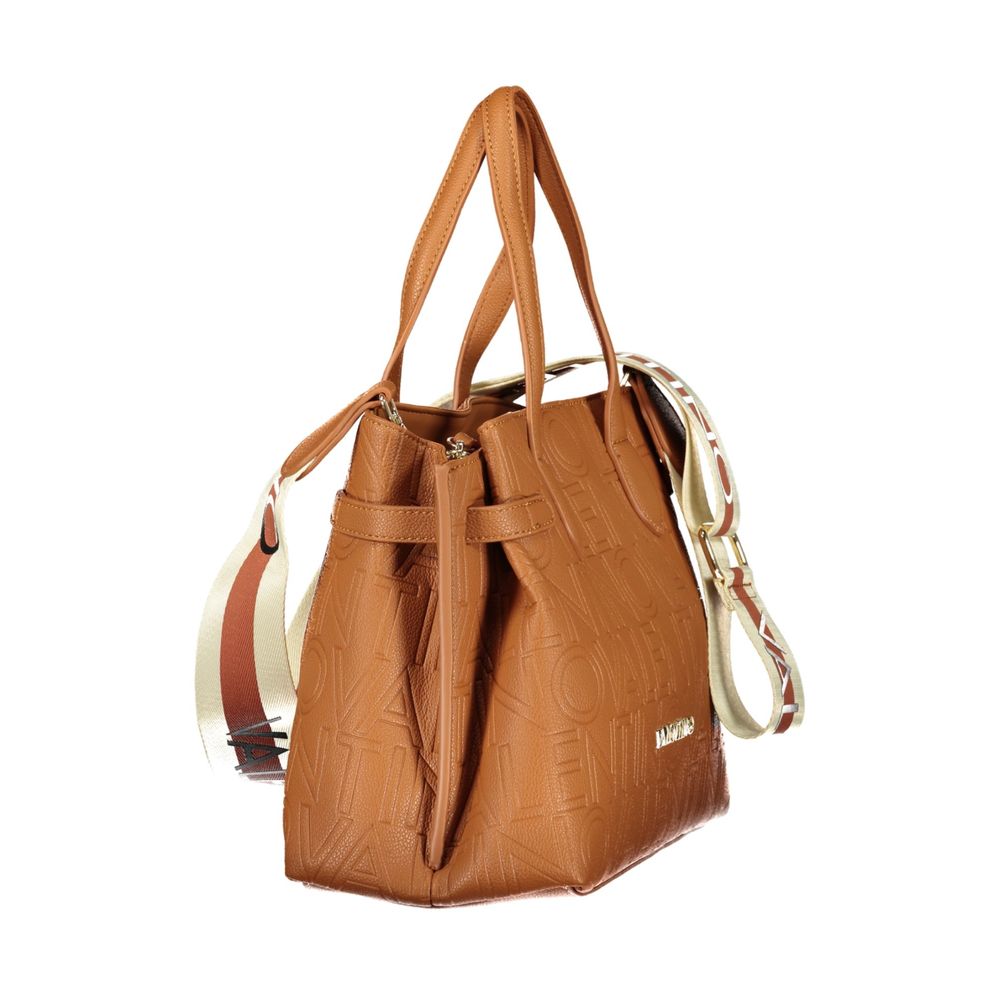 Mario Valentino Brown Polyurethane Women's Bag with Adjustable Shoulder Women's Strap