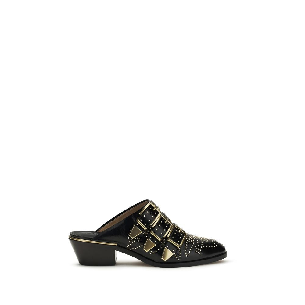 Chloé Black Calf Leather Bos Taurus Women's Mules