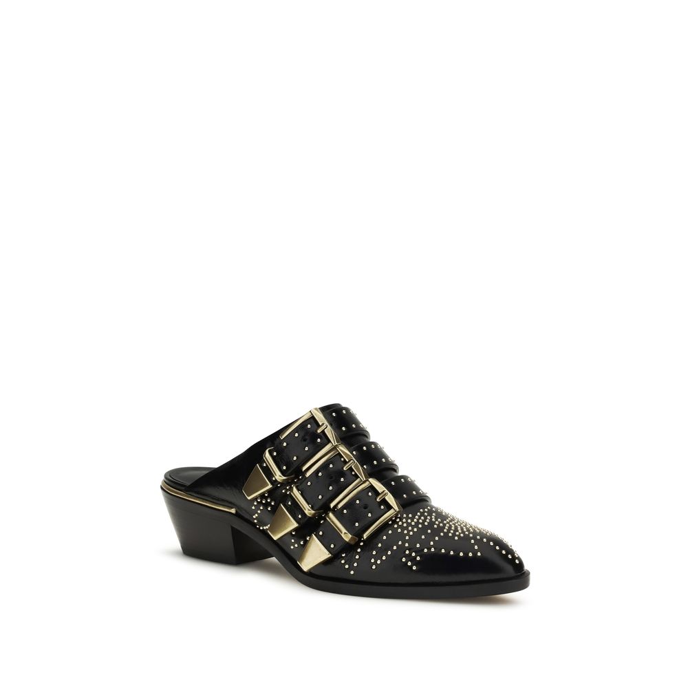 Chloé Black Calf Leather Bos Taurus Women's Mules