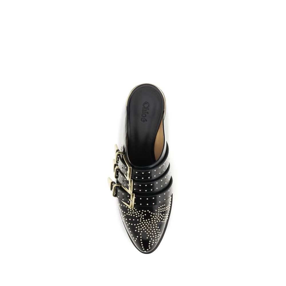 Chloé Black Calf Leather Bos Taurus Women's Mules
