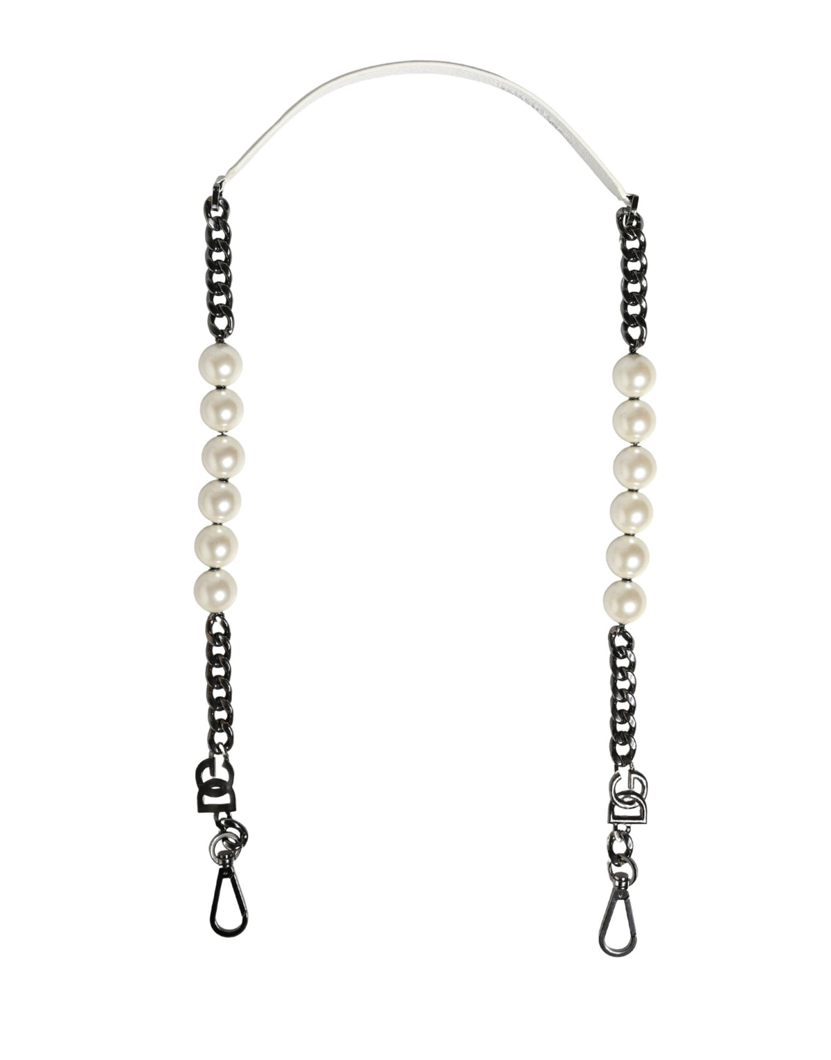 Dolce & Gabbana White Leather Silver Chain Bag Accessory Shoulder Women's Strap