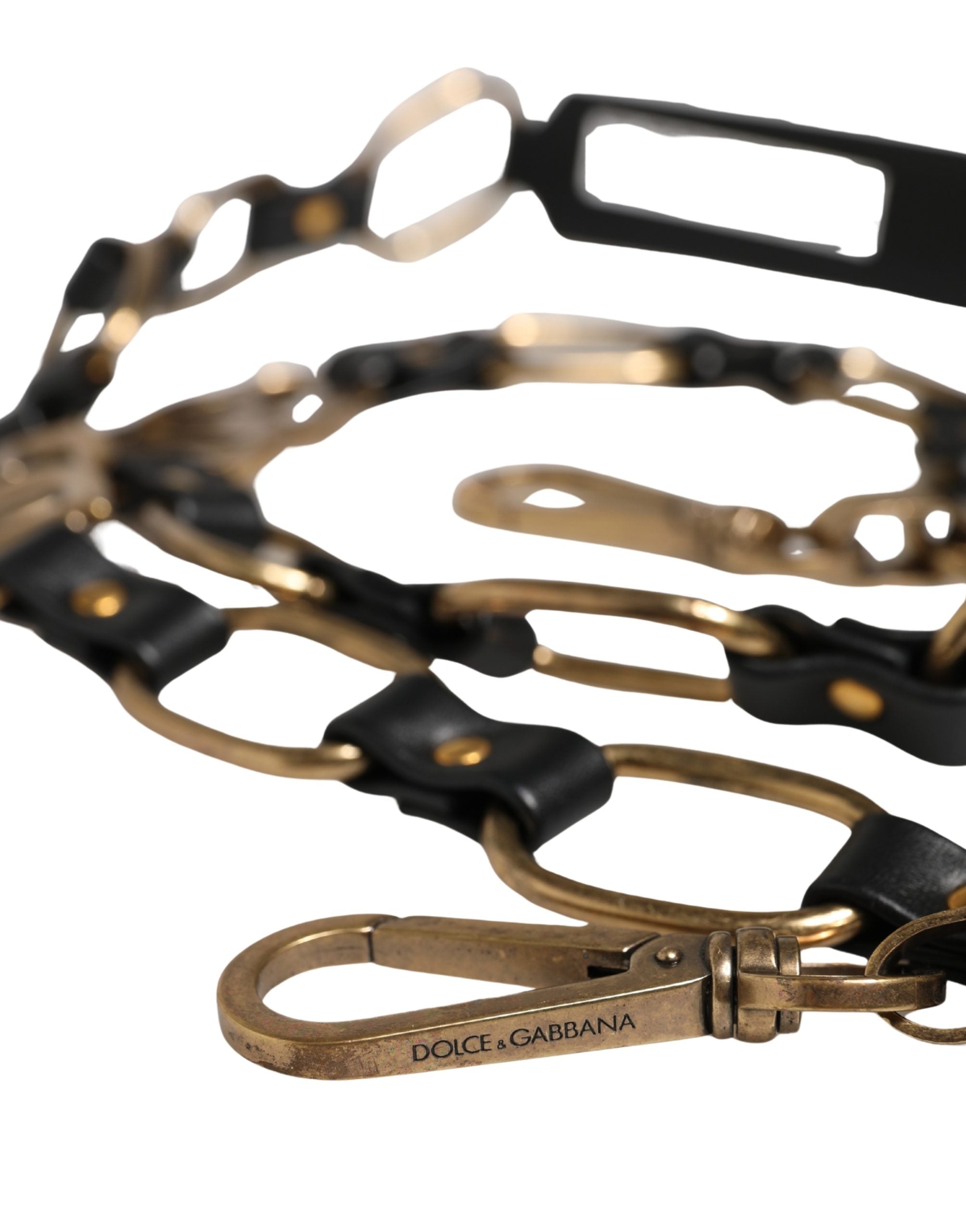 Dolce & Gabbana Black Leather Gold Chain Bag Accessory Shoulder Women's Strap