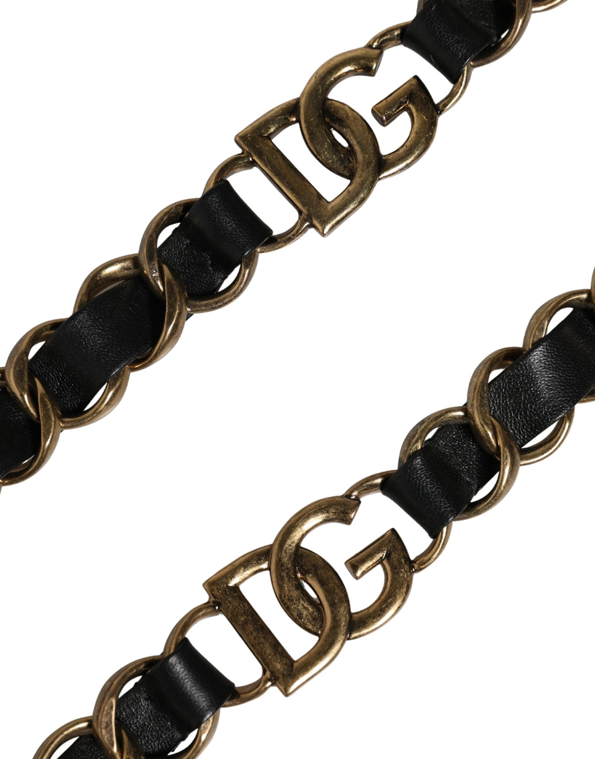 Dolce & Gabbana Black Leather Gold Chain Bag Accessory Shoulder Women's Strap