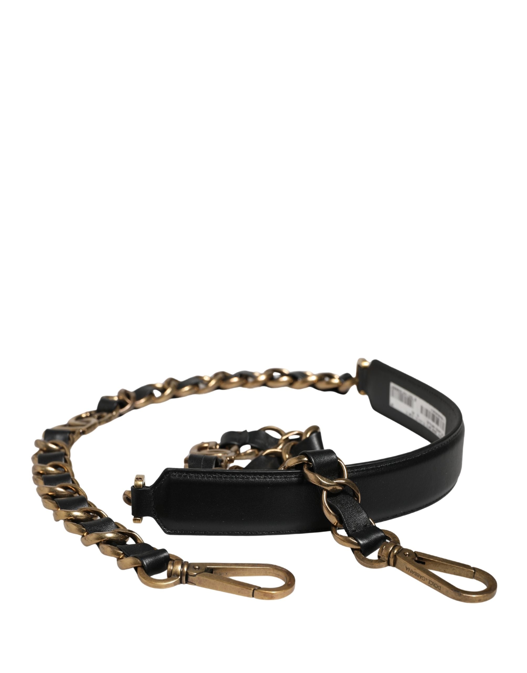 Dolce & Gabbana Black Leather Gold Chain Bag Accessory Shoulder Women's Strap