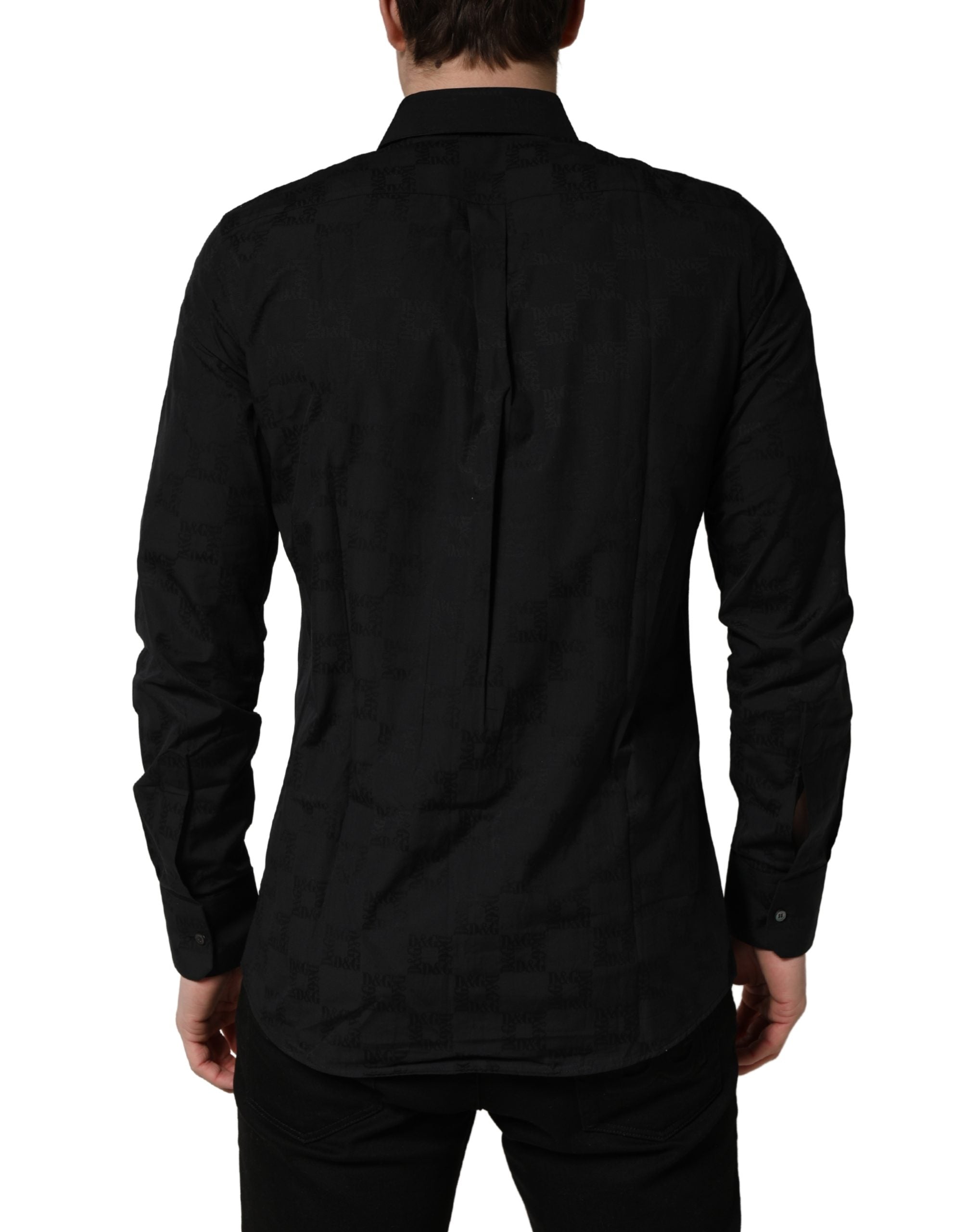 Dolce & Gabbana Black MARTINI Cotton Slim Dress Formal Men's Shirt