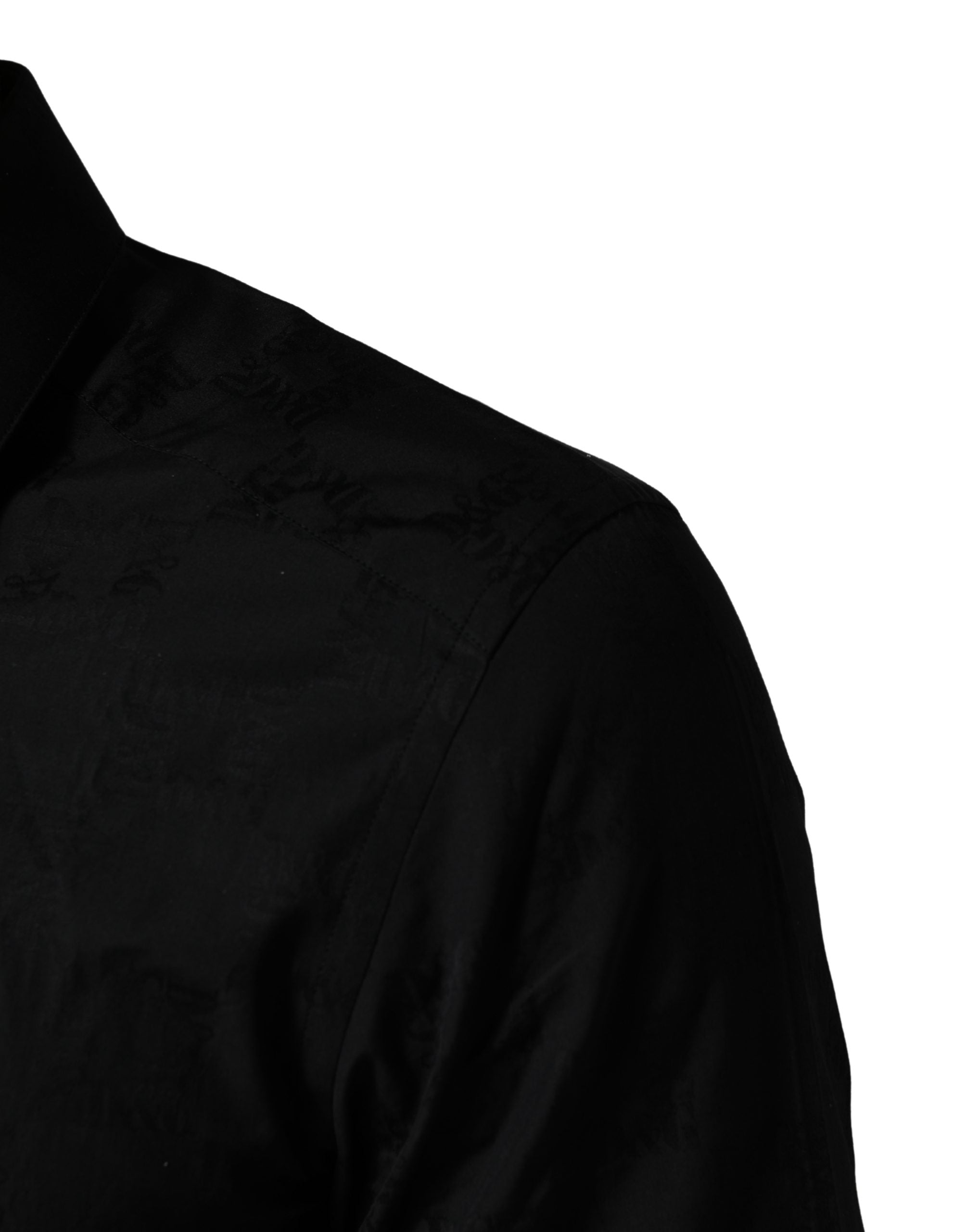 Dolce & Gabbana Black MARTINI Cotton Slim Dress Formal Men's Shirt