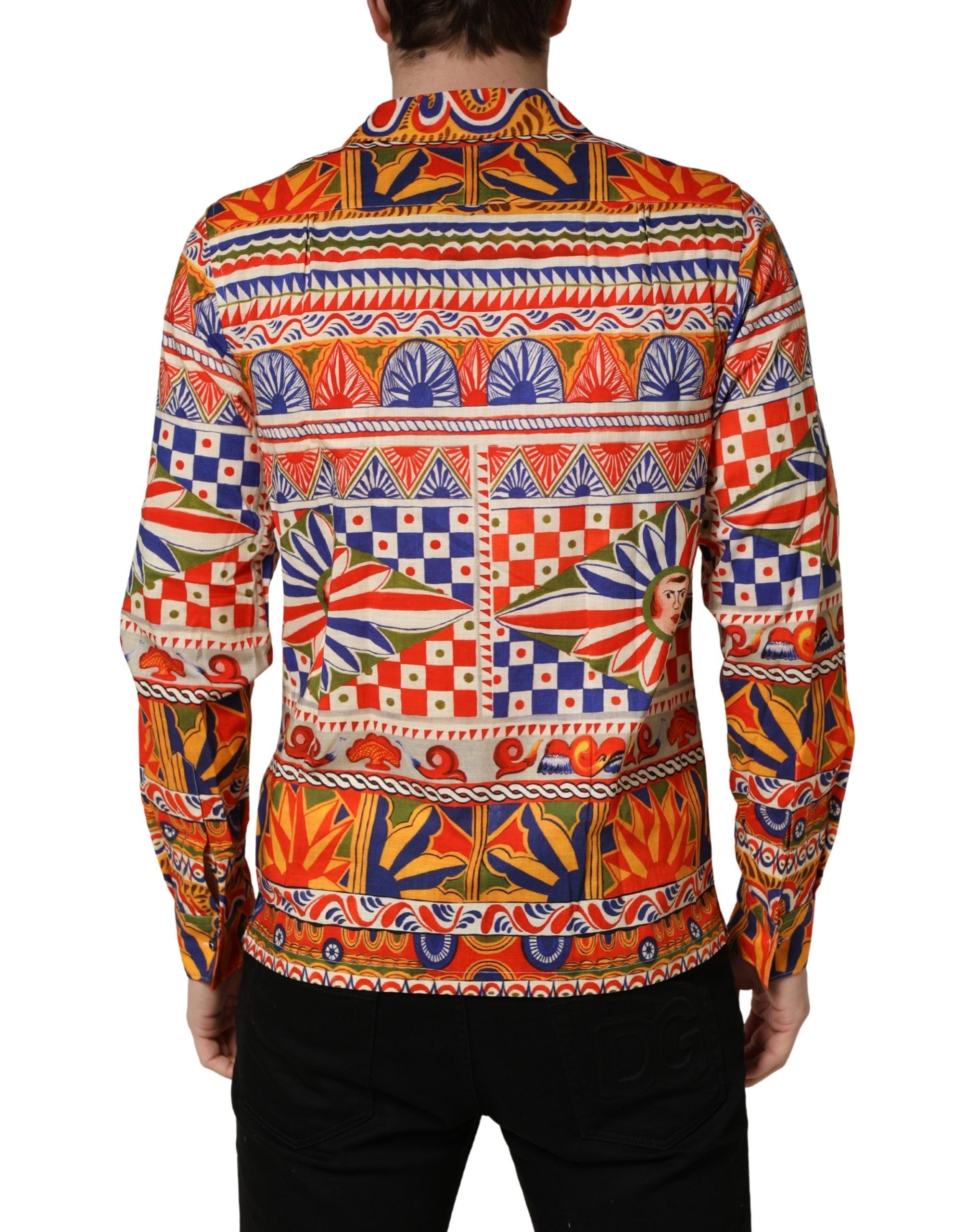 Dolce & Gabbana Multicolor Sicilian Carretto Twill Cotton Men Men's Shirt