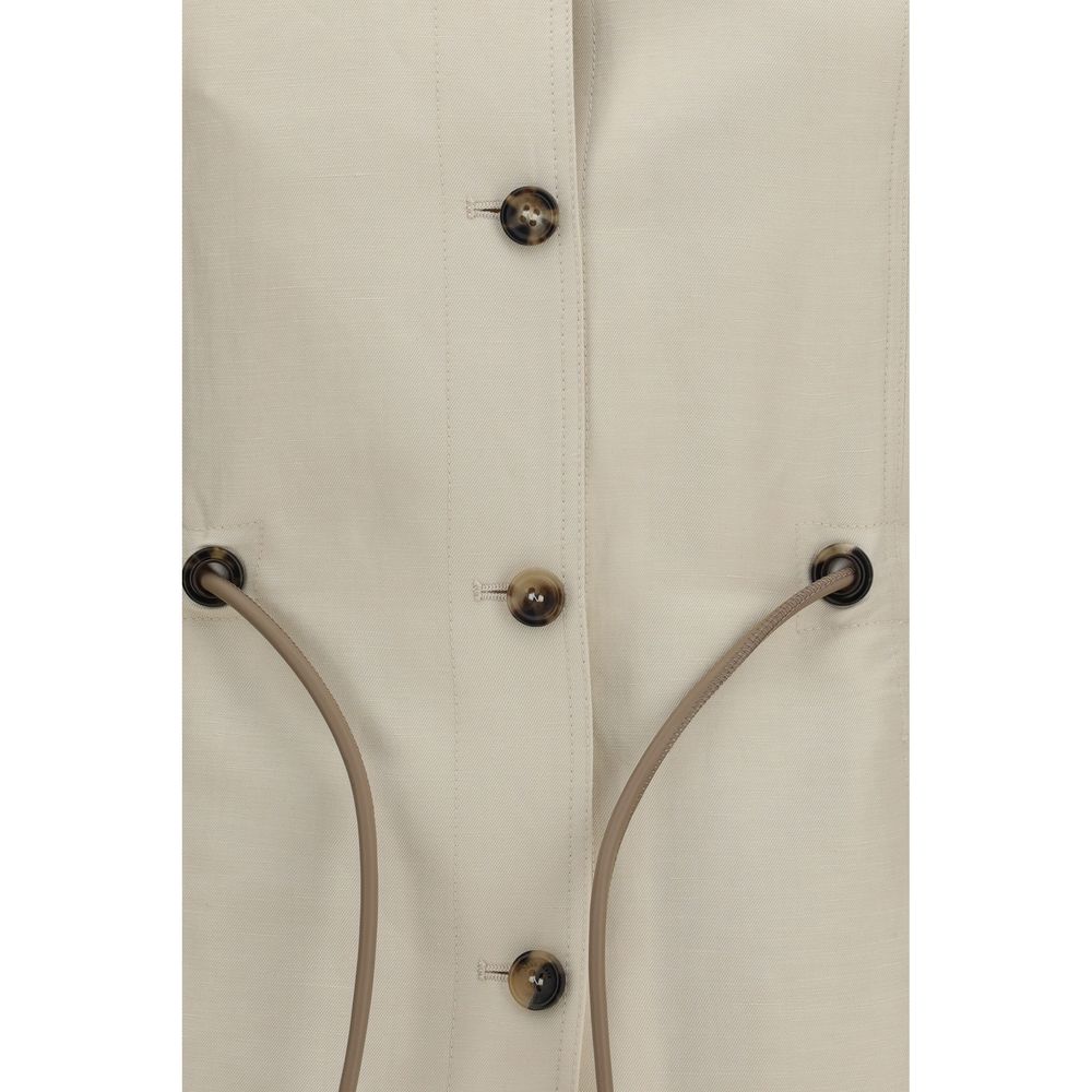 Max Mara Beige Linen Full-Length Women's Jacket