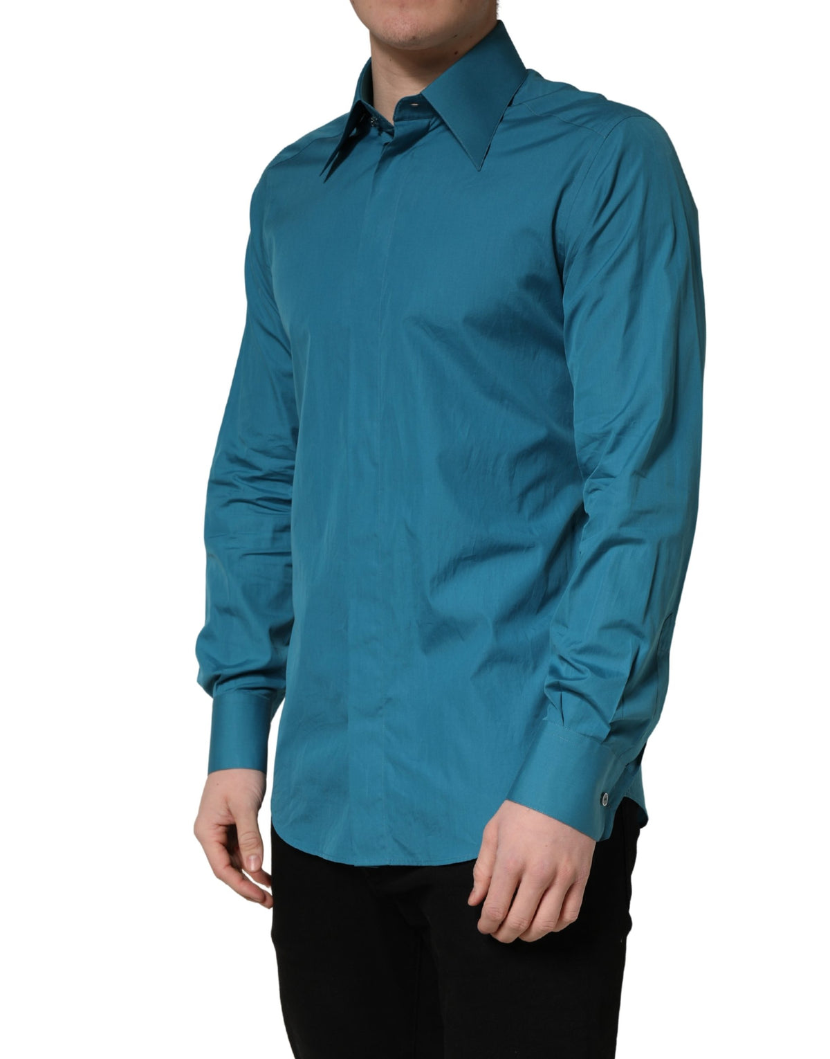 Dolce & Gabbana Blue SARTORIA Long Sleeve Cotton Dress Men's Shirt