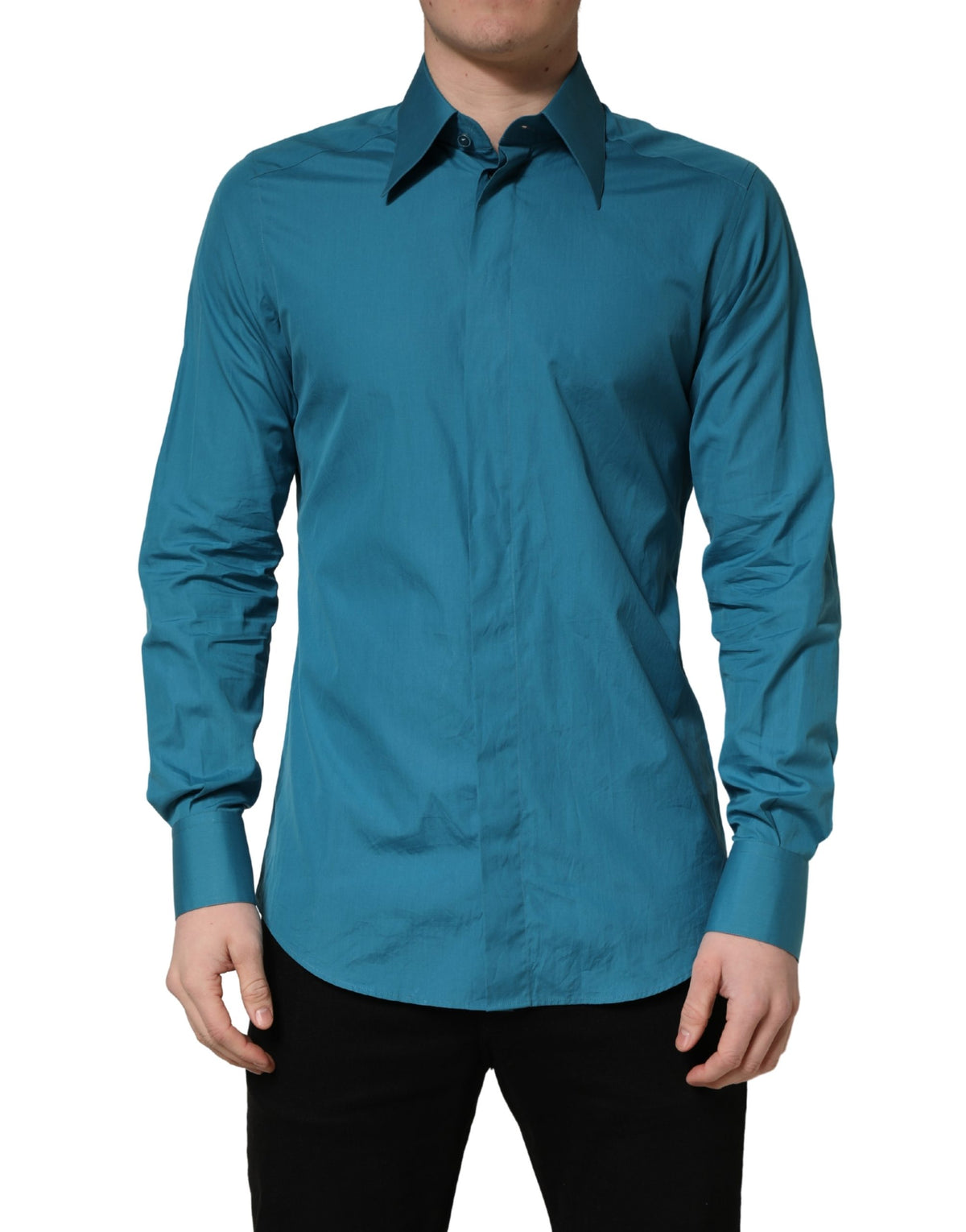Dolce & Gabbana Blue SARTORIA Long Sleeve Cotton Dress Men's Shirt
