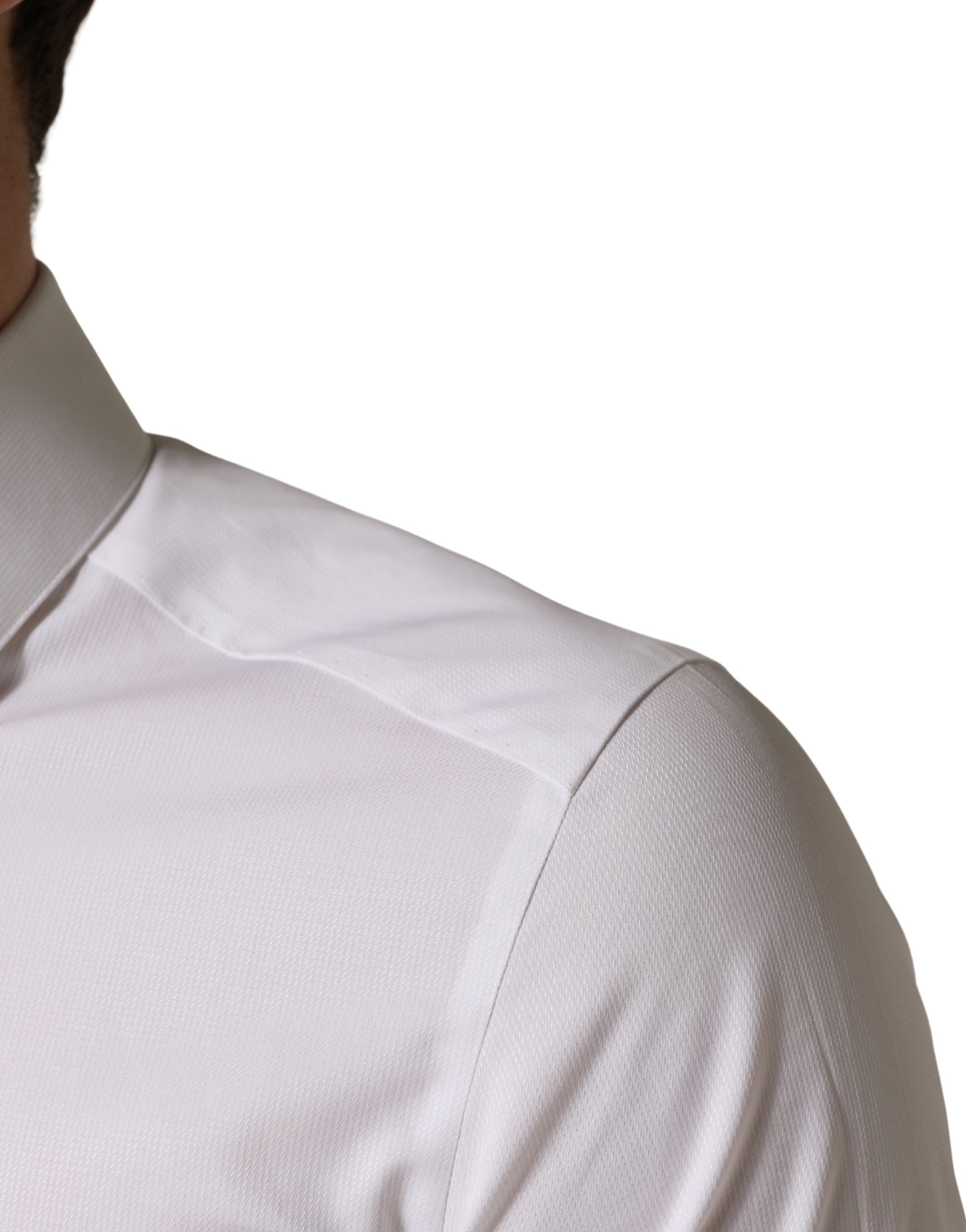 Dolce & Gabbana White Cotton Short Sleeves Button Down Men's Shirt (Pre-Owned)