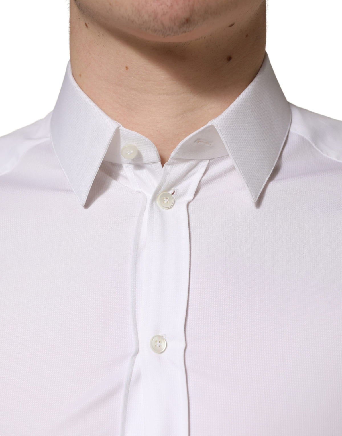 Dolce & Gabbana White Cotton Short Sleeves Button Down Men's Shirt (Pre-Owned)
