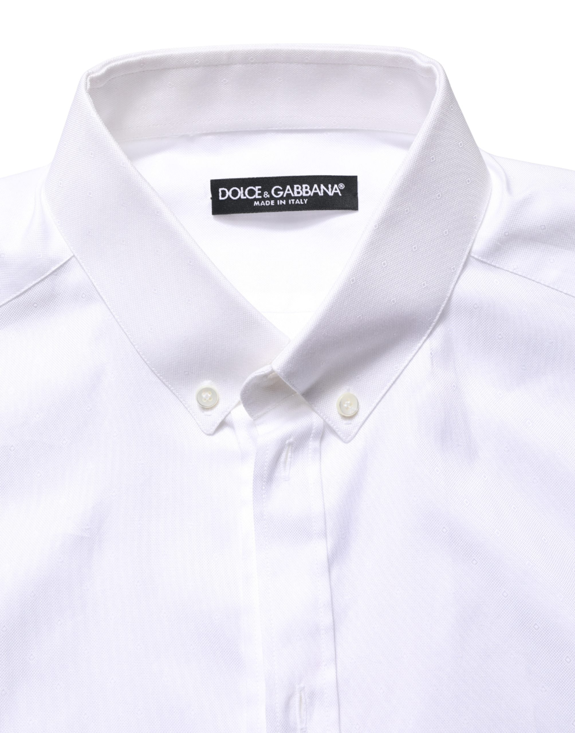 Dolce & Gabbana White Cotton Short Sleeves Button Down Men's Shirt (Pre-Owned)