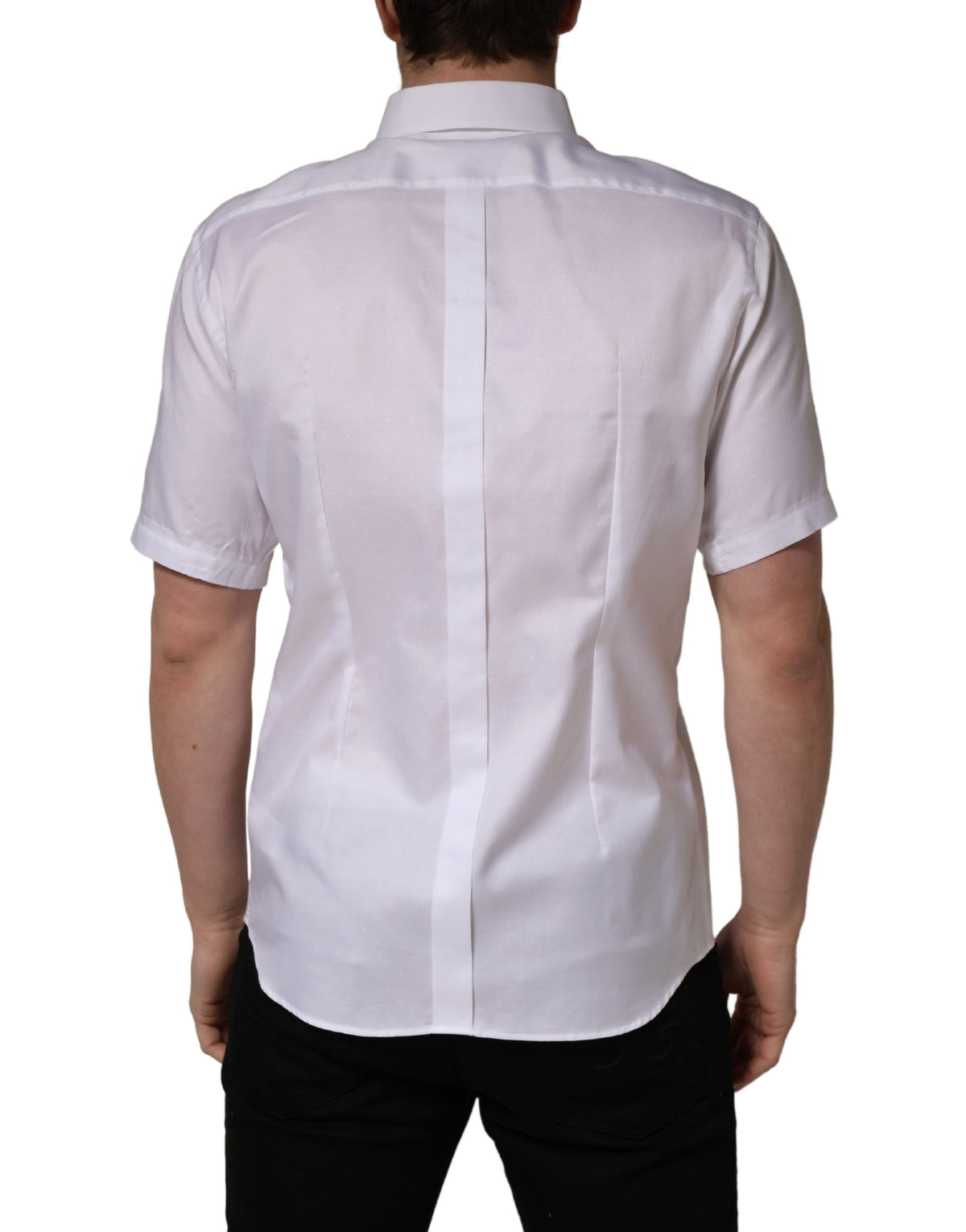 Dolce & Gabbana White Cotton Short Sleeves Button Down Men's Shirt (Pre-Owned)