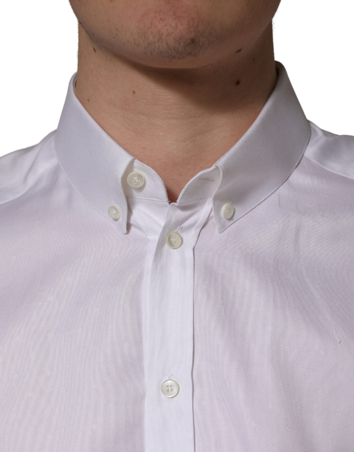 Dolce & Gabbana White Cotton Short Sleeves Button Down Men's Shirt (Pre-Owned)