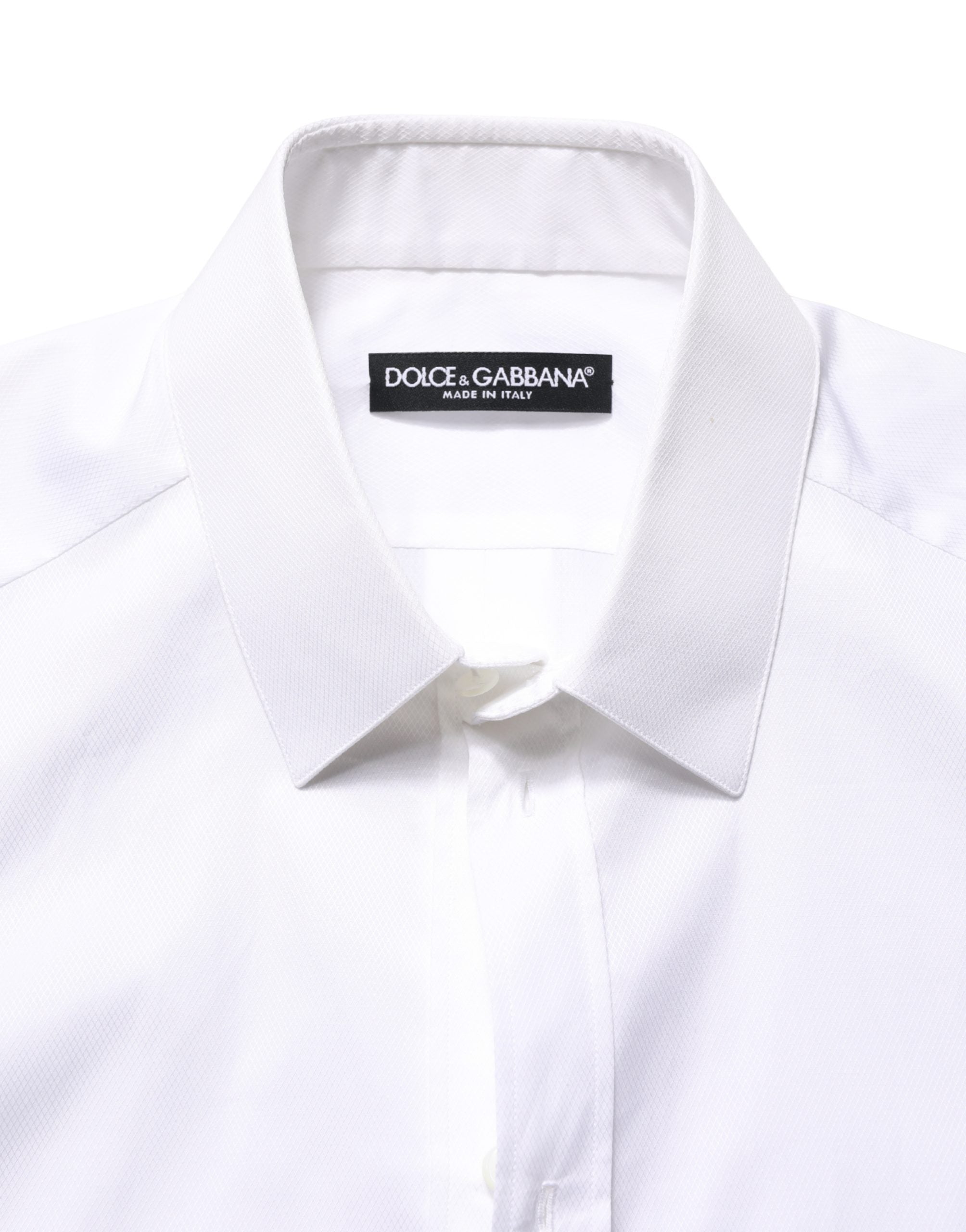 Dolce & Gabbana White Cotton Short Sleeves Button Down Men's Shirt (Pre-Owned)