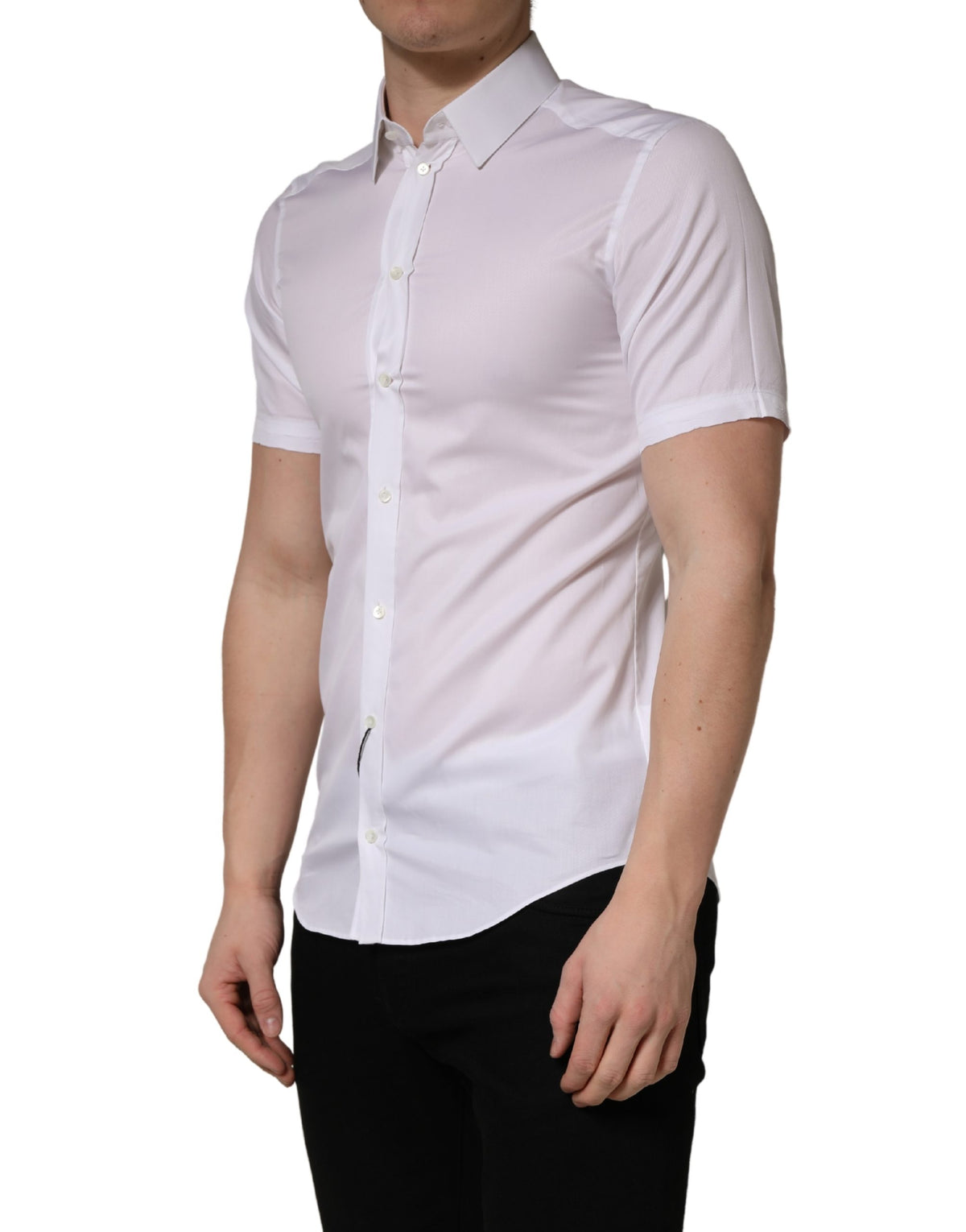 Dolce & Gabbana White Cotton Short Sleeves Button Down Men's Shirt (Pre-Owned)