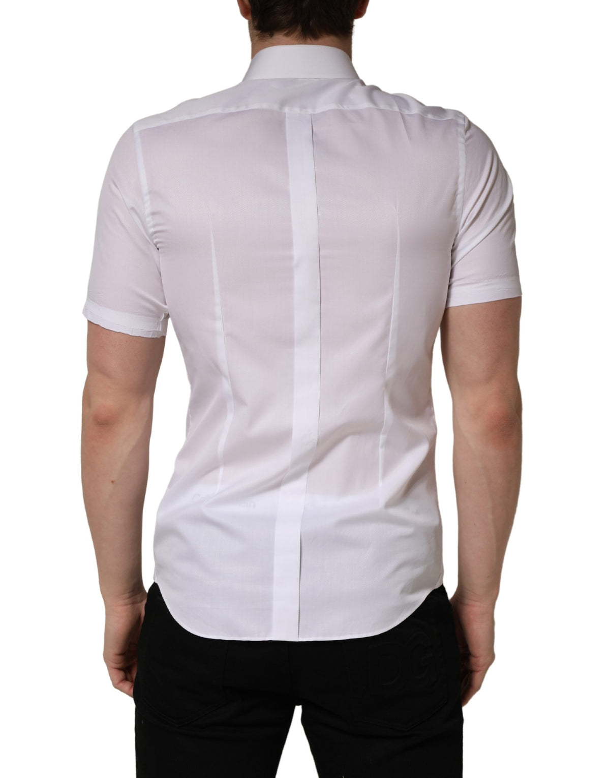 Dolce & Gabbana White Cotton Short Sleeves Button Down Men's Shirt (Pre-Owned)