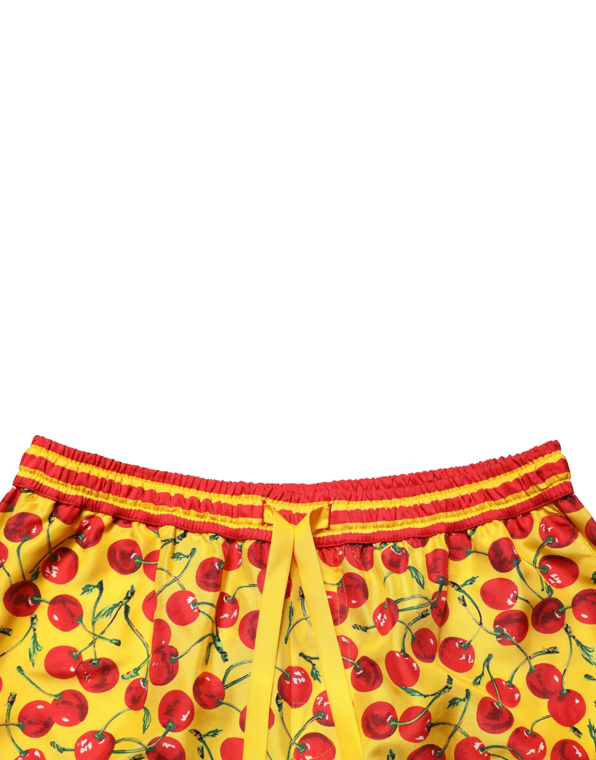 Dolce & Gabbana Yellow Red Cherry Print Silk Bermuda Men's Shorts