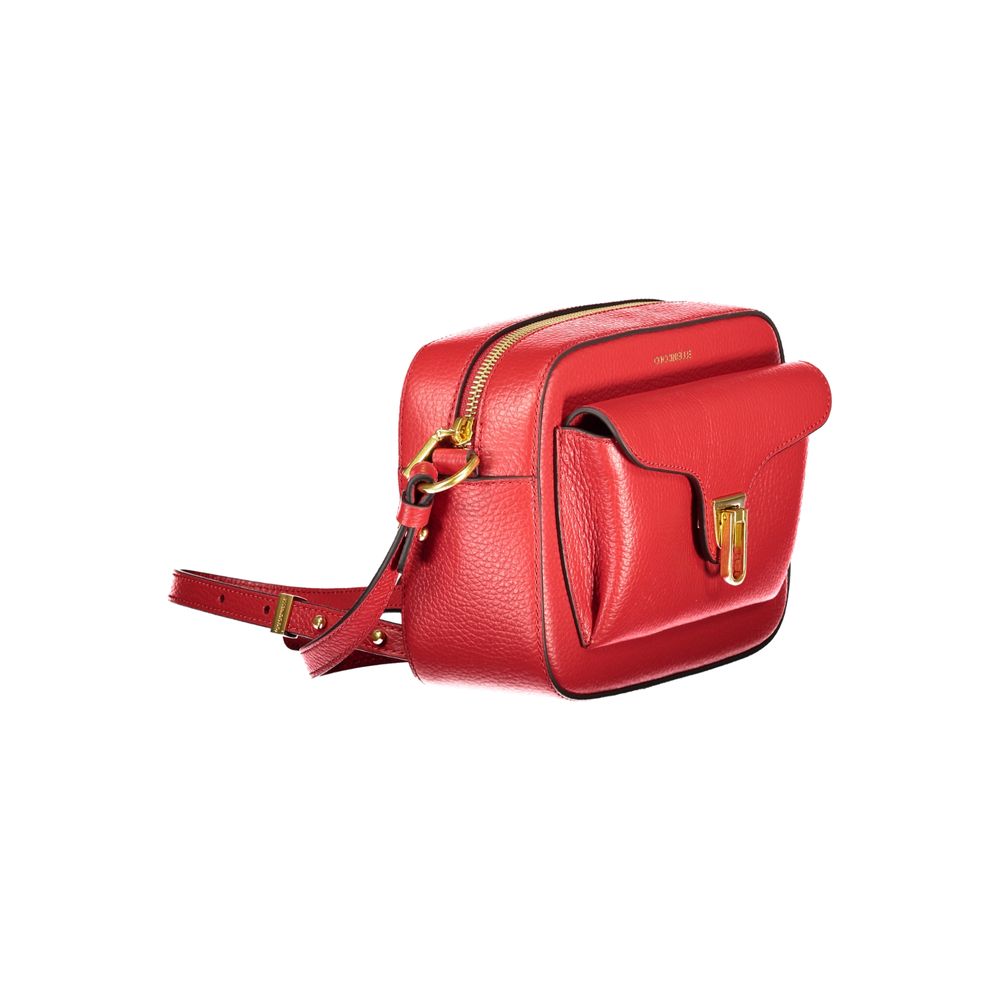 Coccinelle Rosso Leather Women's Bag with Adjustable Strap and Women's Pockets