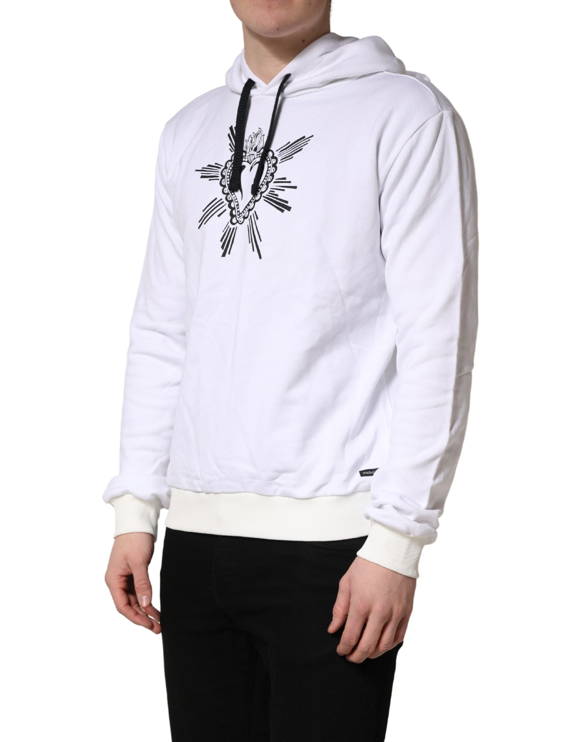 Dolce & Gabbana White Sacred Heart Hooded Sweatshirt Men's Sweater (Pre-Owned)