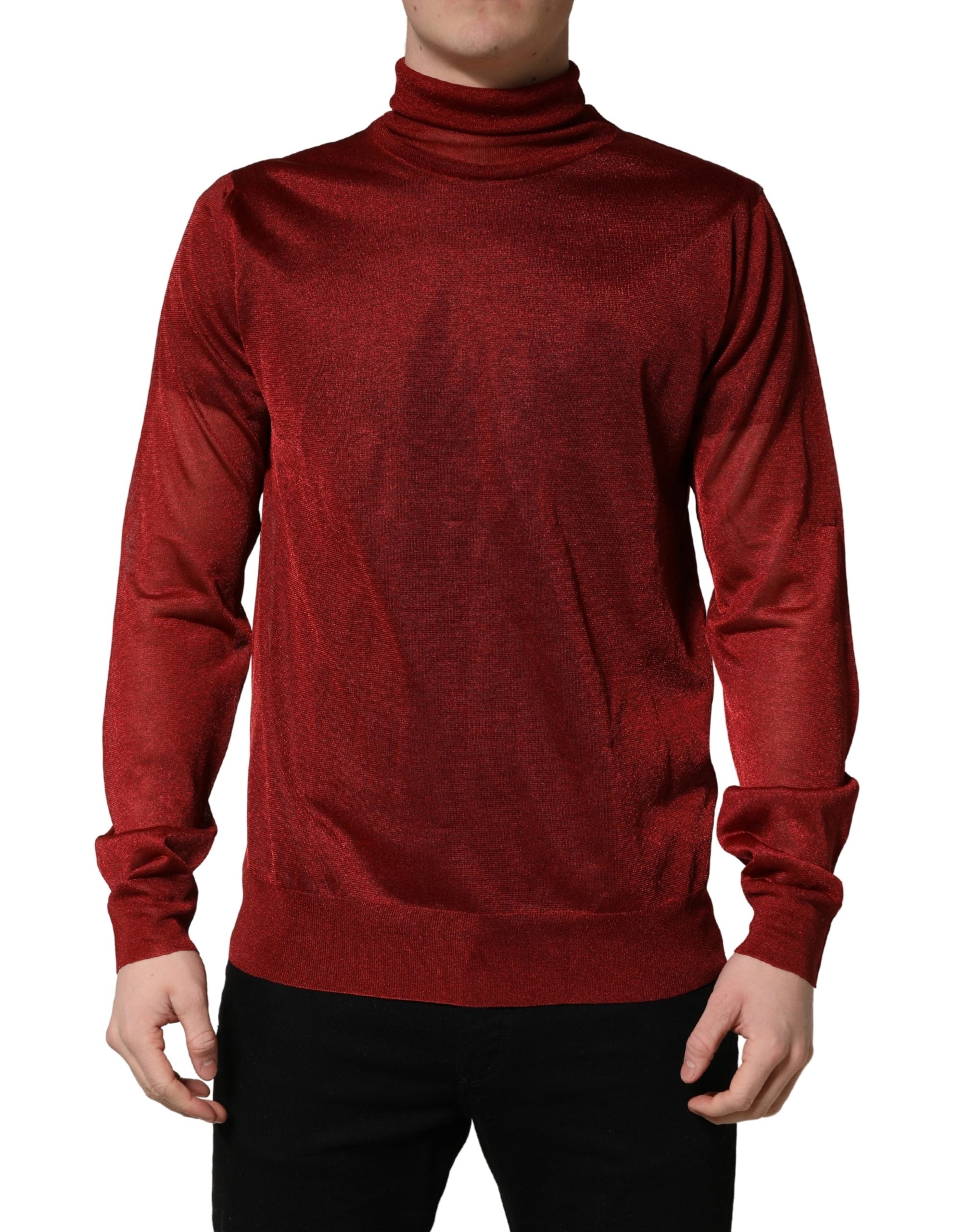 Dolce & Gabbana Red Long Sleeve TurtleNeck Pullover Men's Sweater (Pre-Owned)