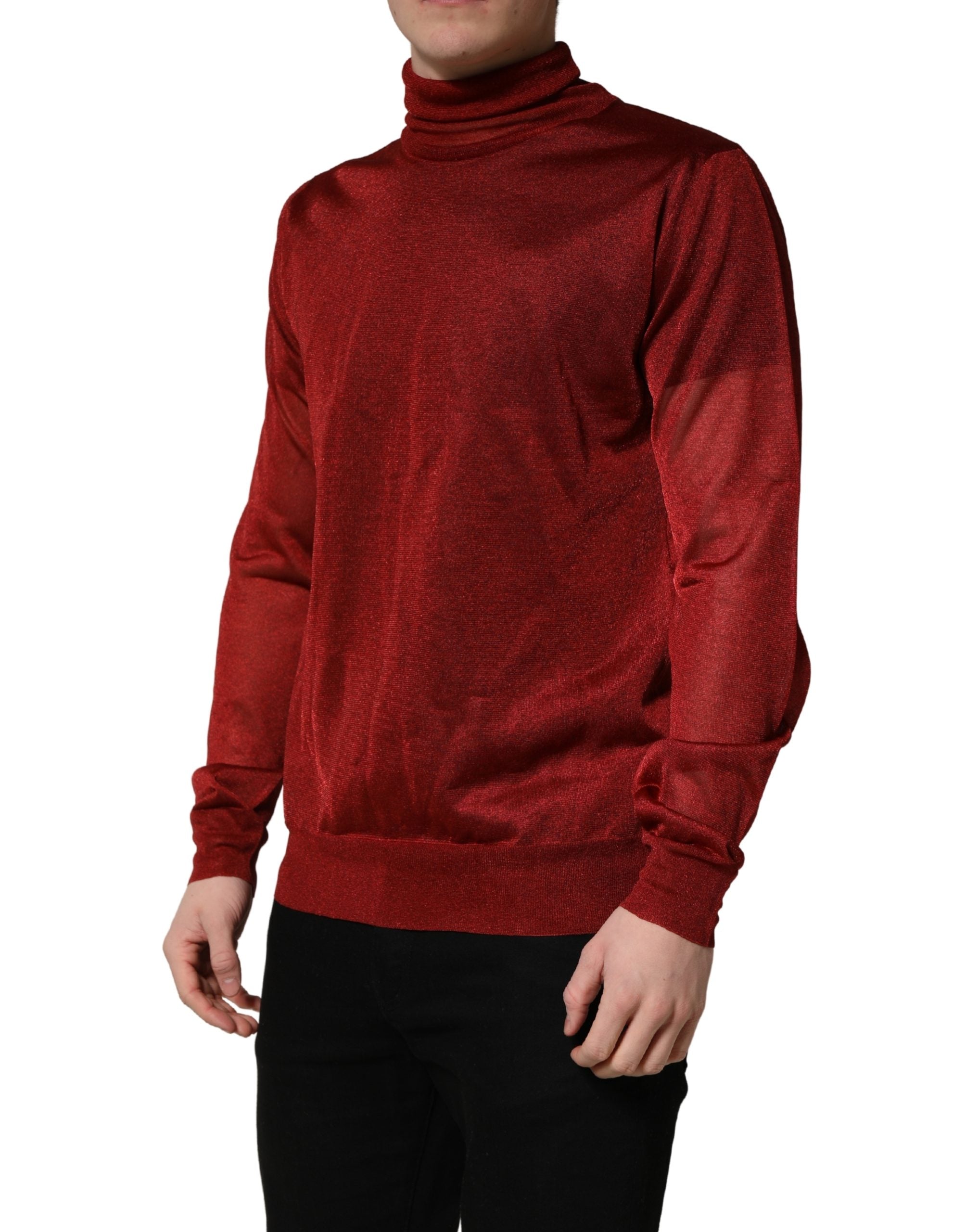Dolce & Gabbana Red Long Sleeve TurtleNeck Pullover Men's Sweater (Pre-Owned)