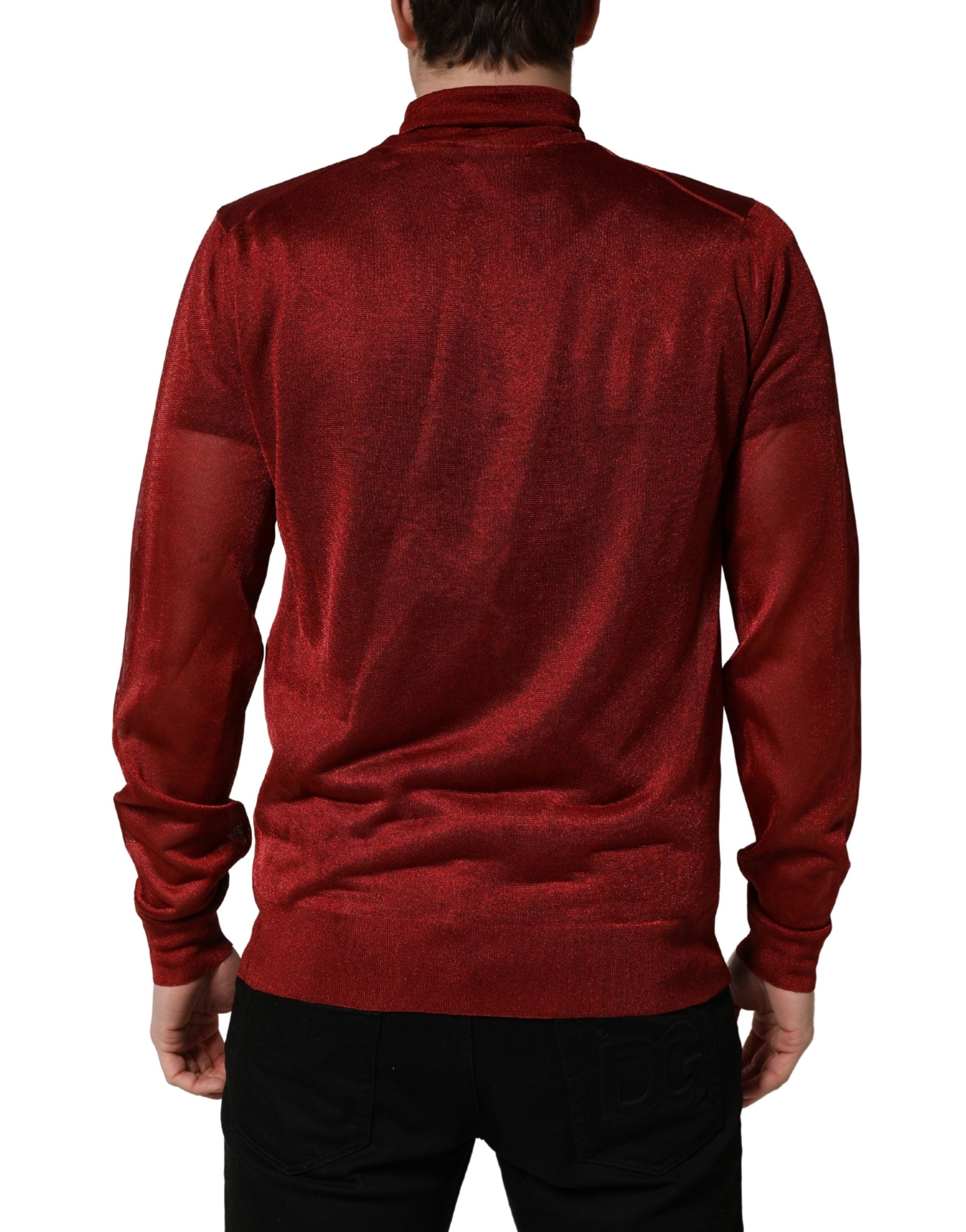 Dolce & Gabbana Red Long Sleeve TurtleNeck Pullover Men's Sweater (Pre-Owned)