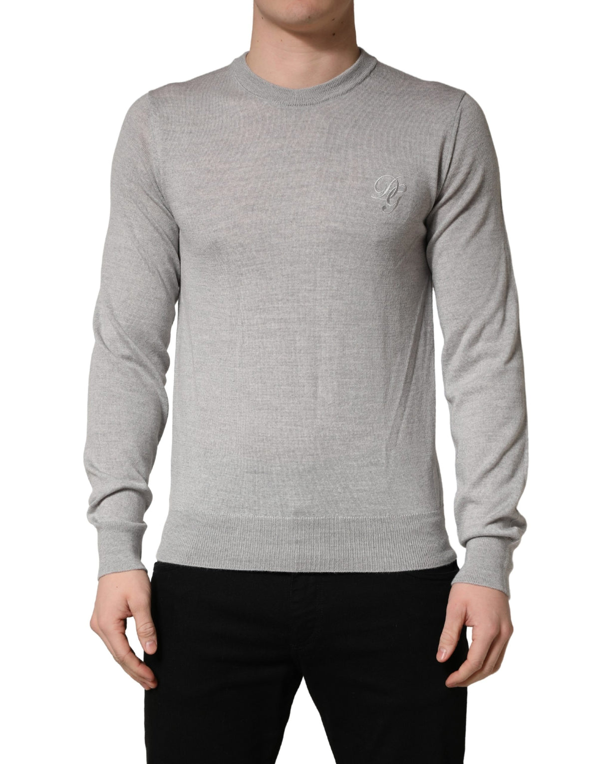 Dolce & Gabbana Gray Long Sleeves Crew Neck Pullover Men's Sweater