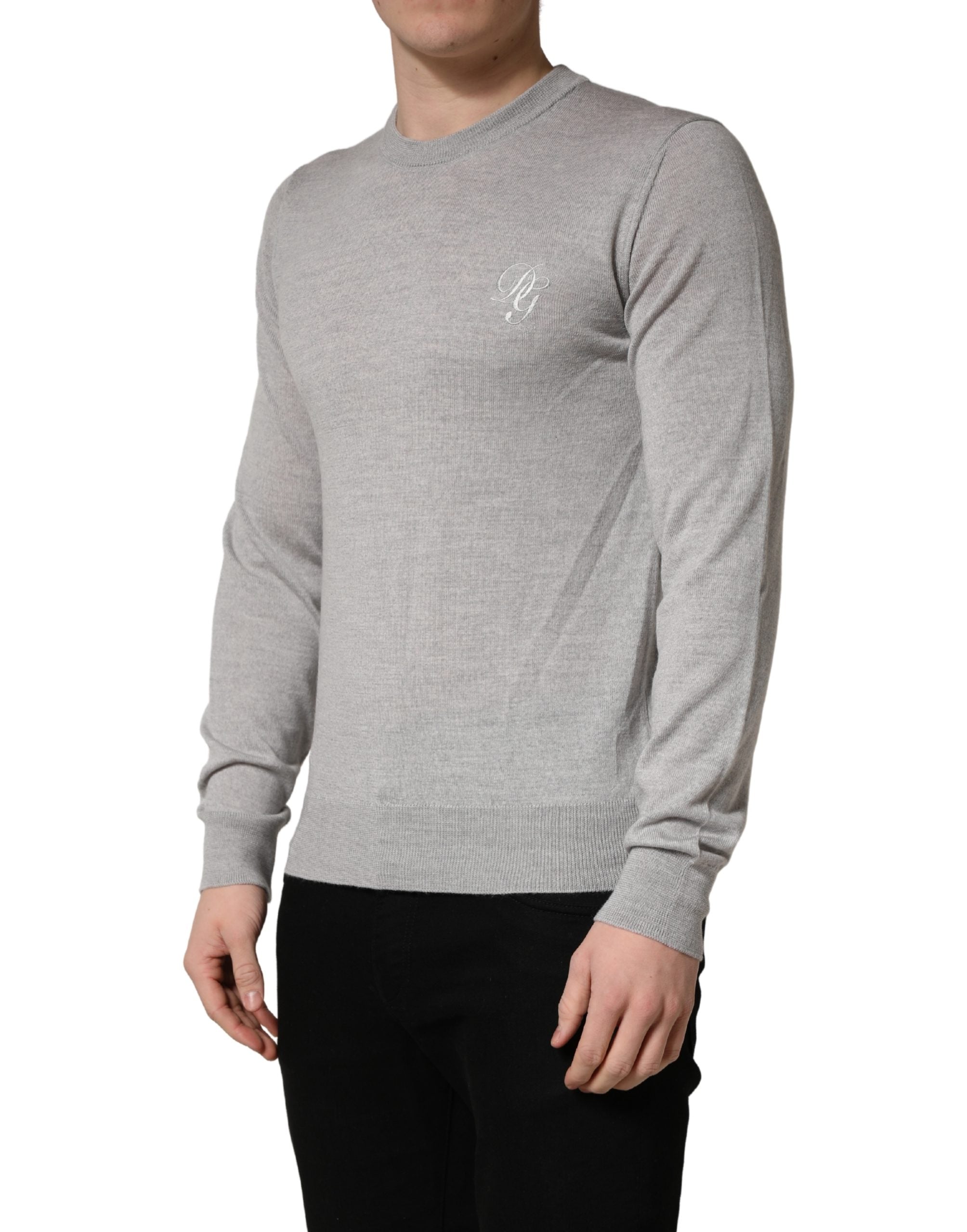 Dolce & Gabbana Gray Long Sleeves Crew Neck Pullover Men's Sweater