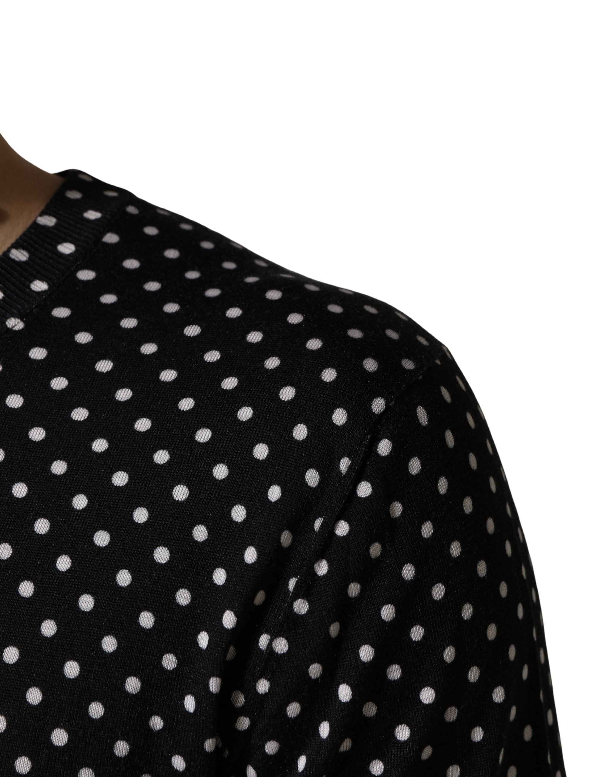 Dolce & Gabbana Black Polka Dot Crew Neck Pullover Men's Sweater (Pre-Owned)