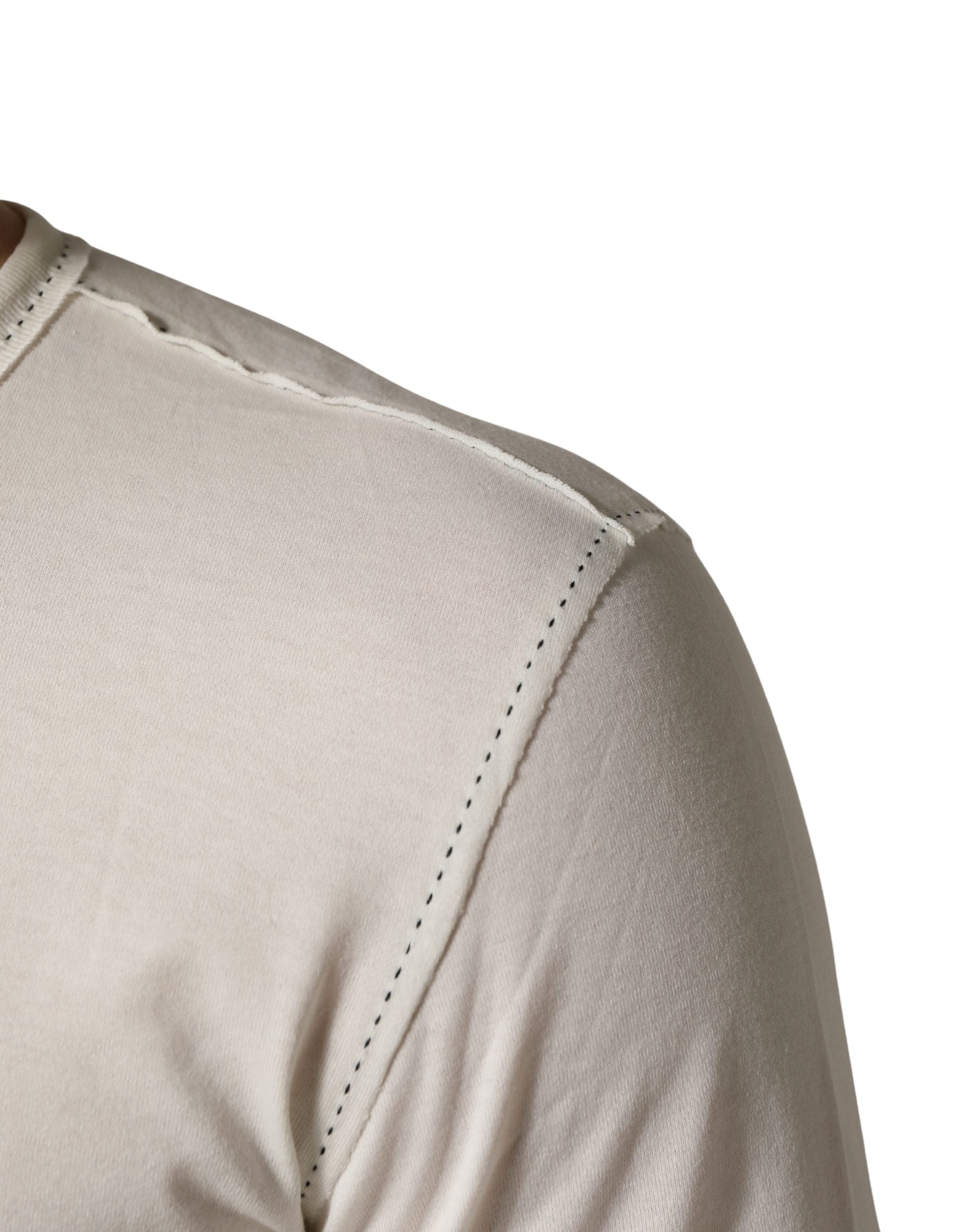 Dolce & Gabbana White Long Sleeves Henley Pullover Men's Sweater