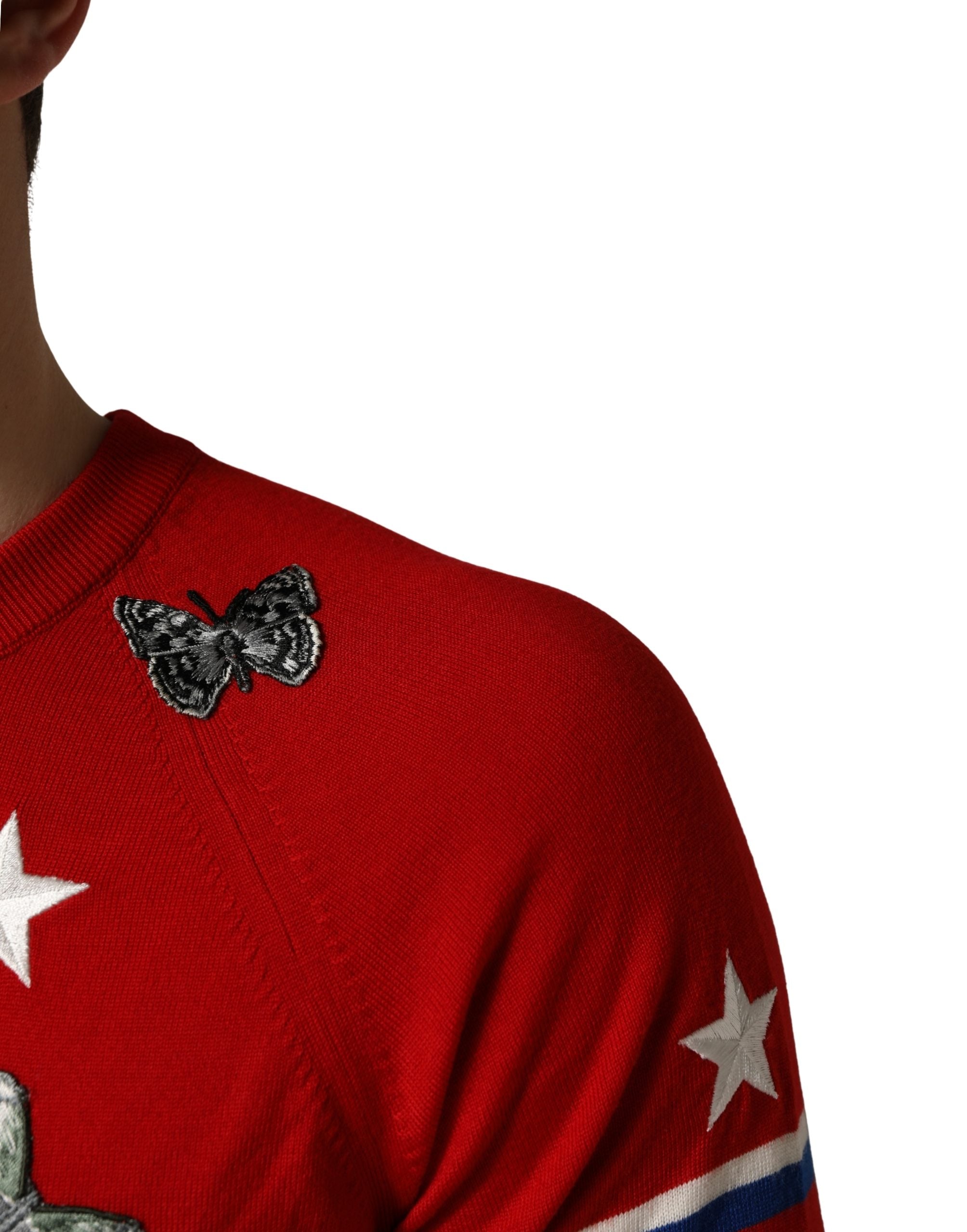 Dolce & Gabbana Multicolor Wool Butterfly Star Men Crew Neck Men's Sweater