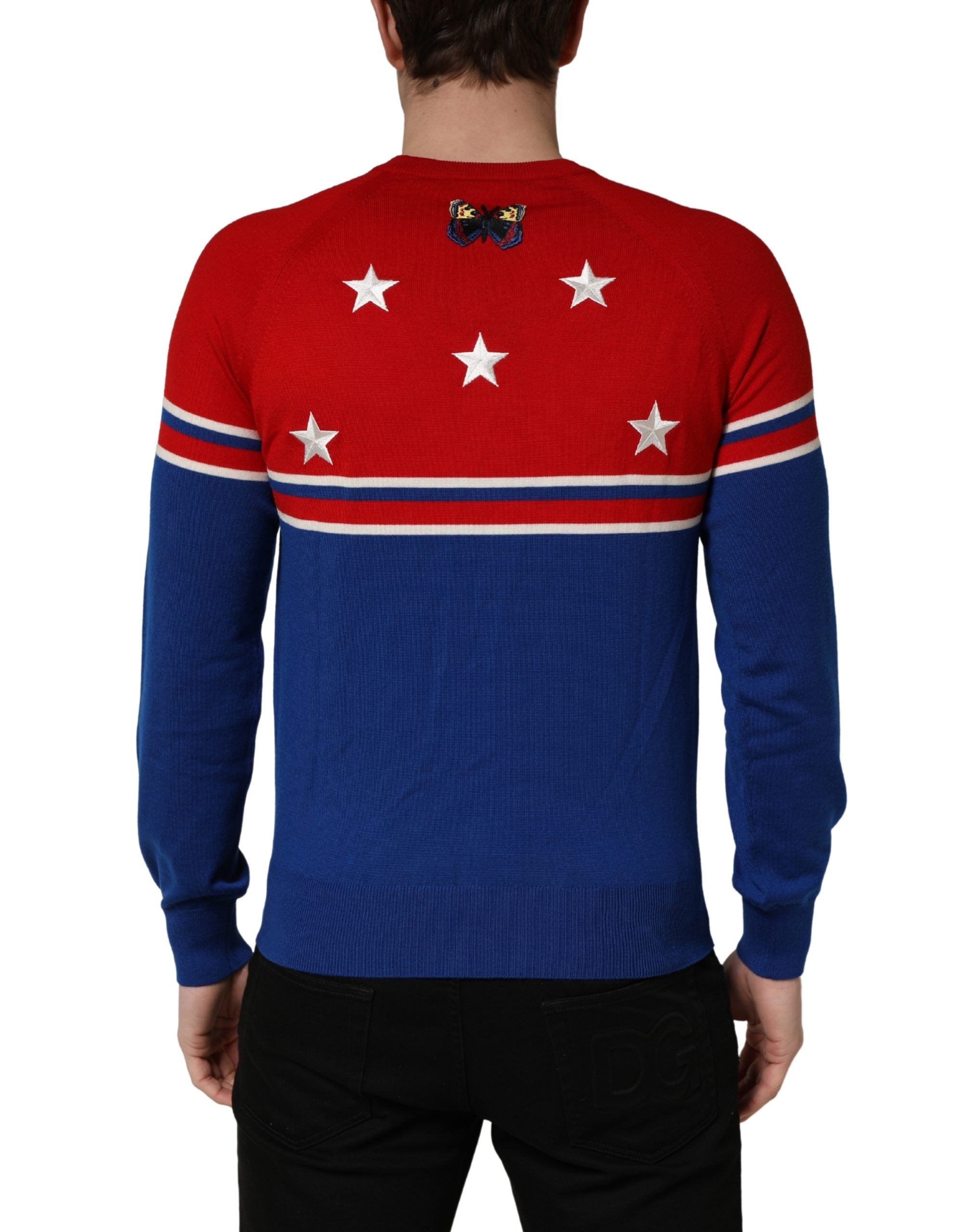 Dolce & Gabbana Multicolor Wool Butterfly Star Men Crew Neck Men's Sweater