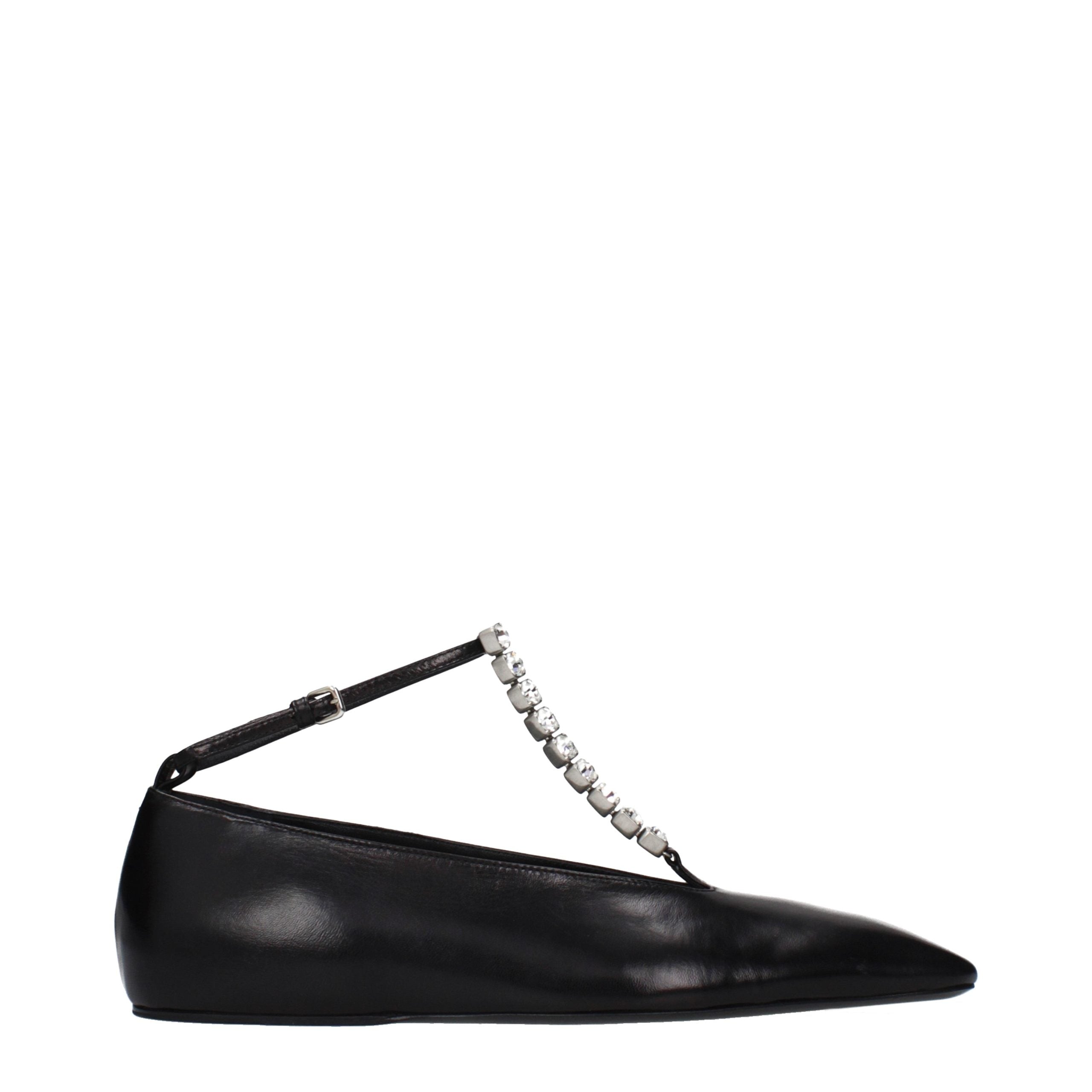 Jil Sander Black Leather Ballet Women's Flats