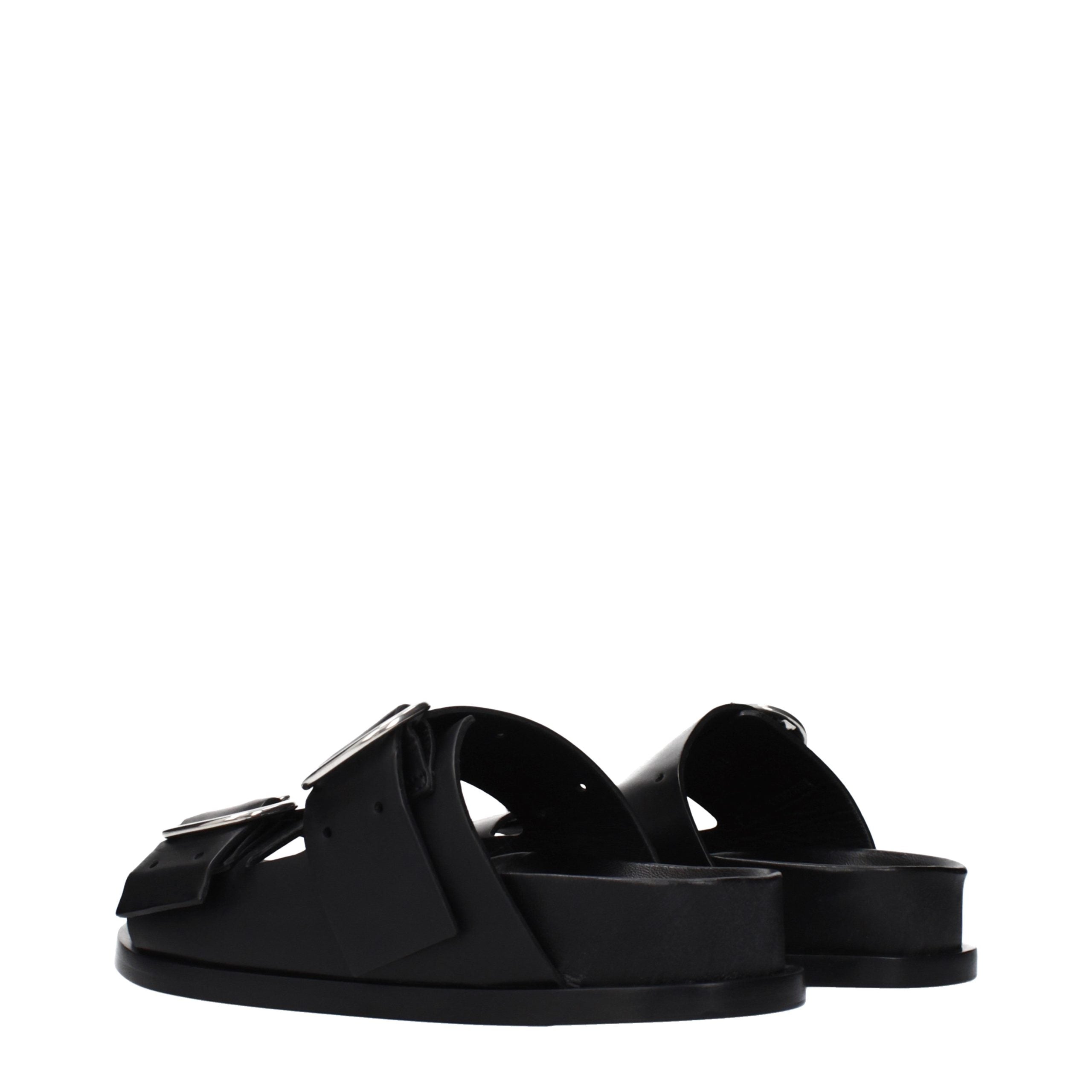 Jil Sander Black Leather Women's Slippers