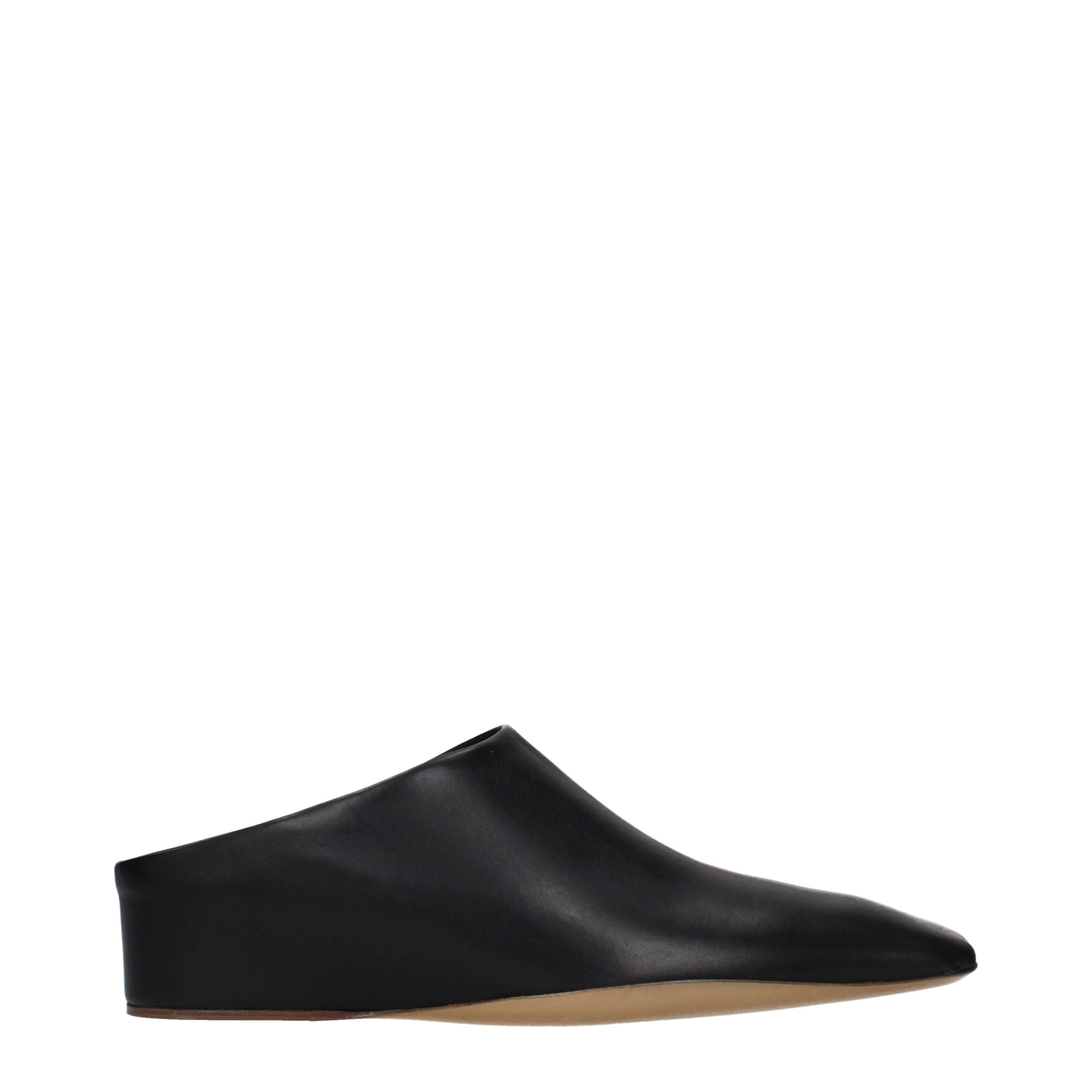 Jil Sander Black Leather Women's Slippers