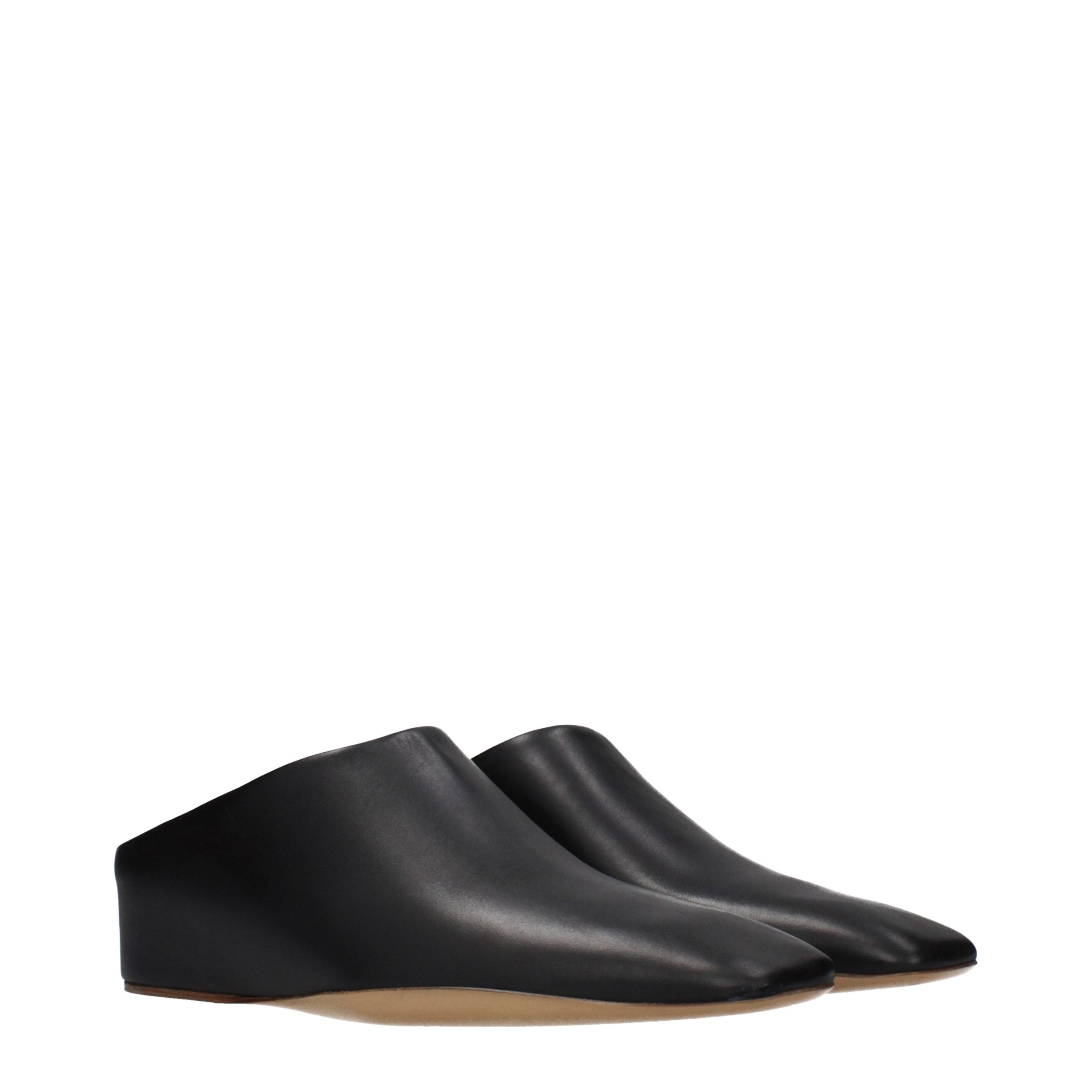 Jil Sander Black Leather Women's Slippers