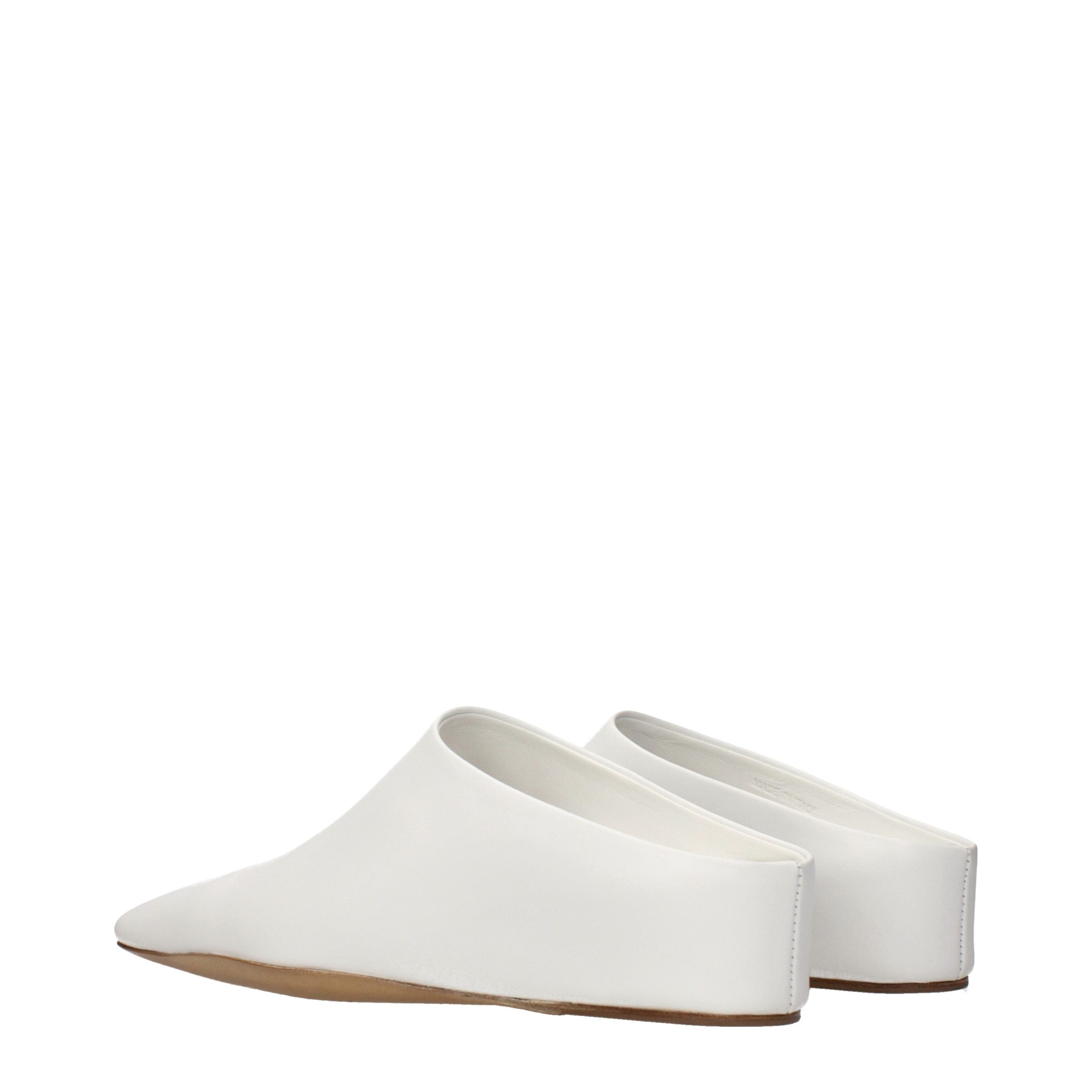 Jil Sander White Leather Women's Slippers