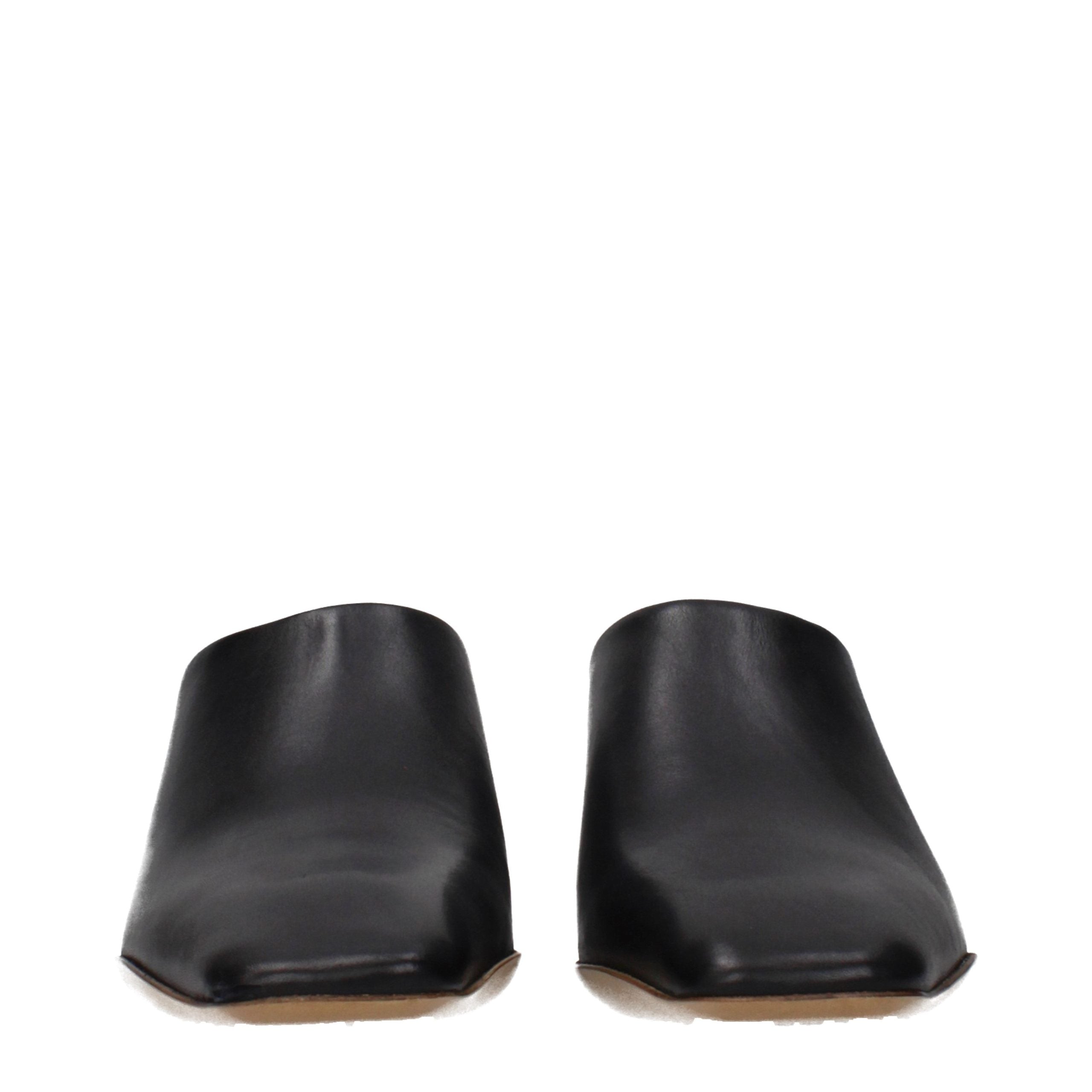 Jil Sander Black Leather Women's Slippers