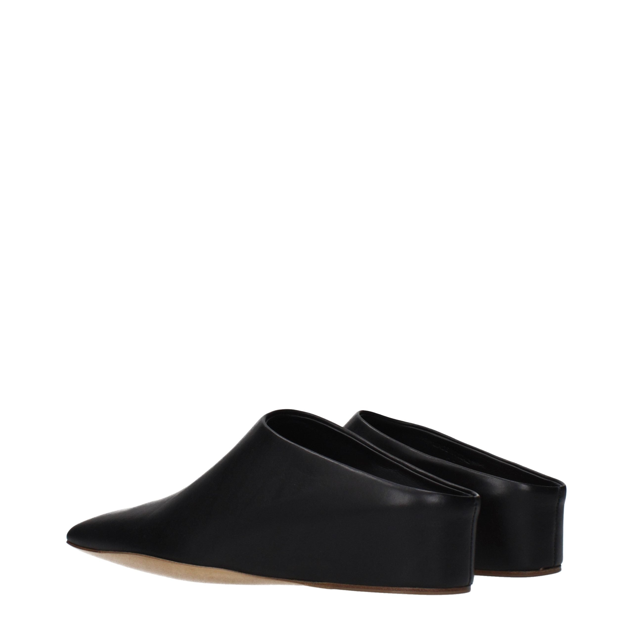 Jil Sander Black Leather Women's Slippers