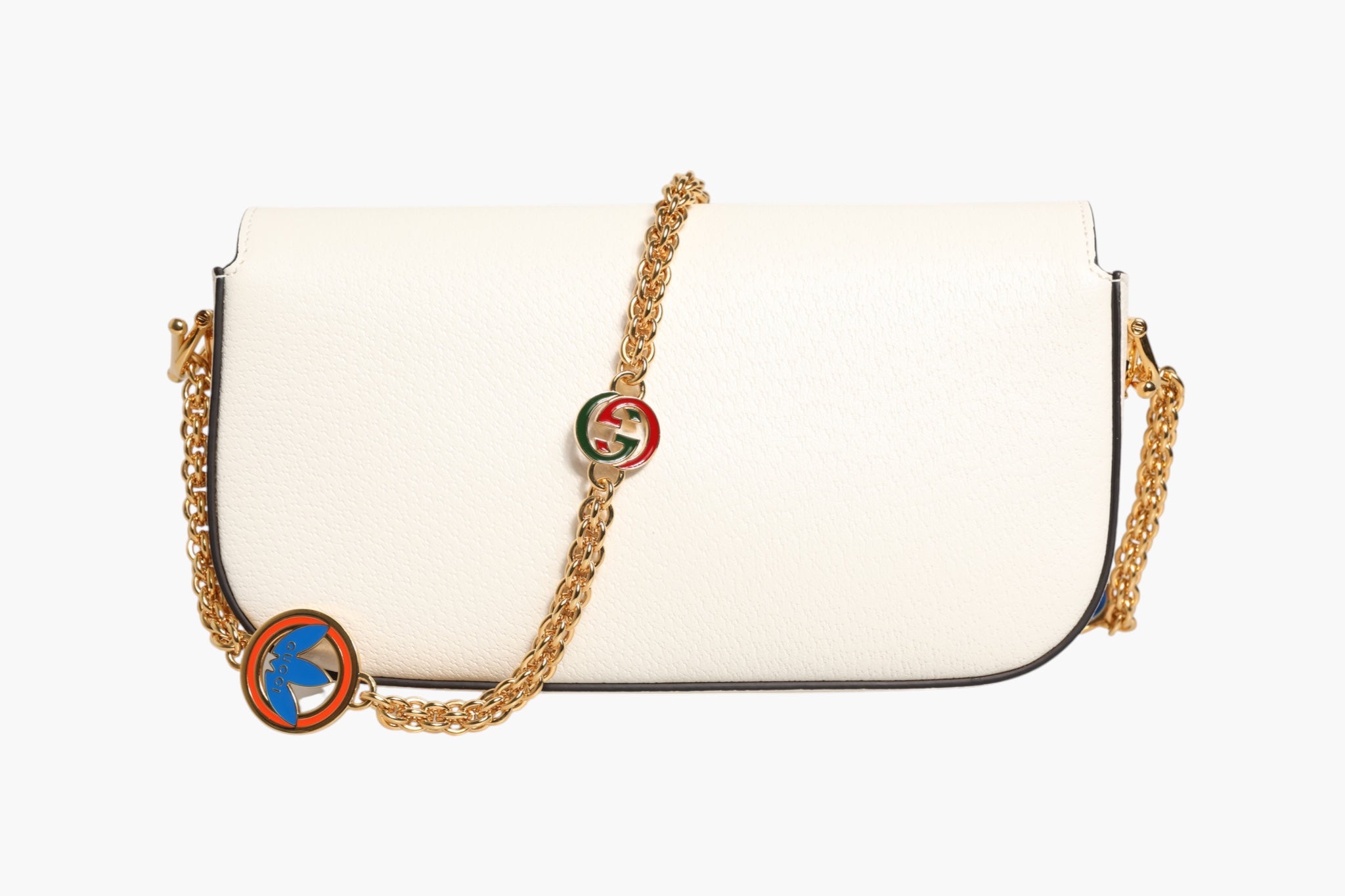 Gucci Gucci x Adidas Horsebit 1955 White Black Calfskin Leather Shoulder Women's Bag (Pre-Owned)
