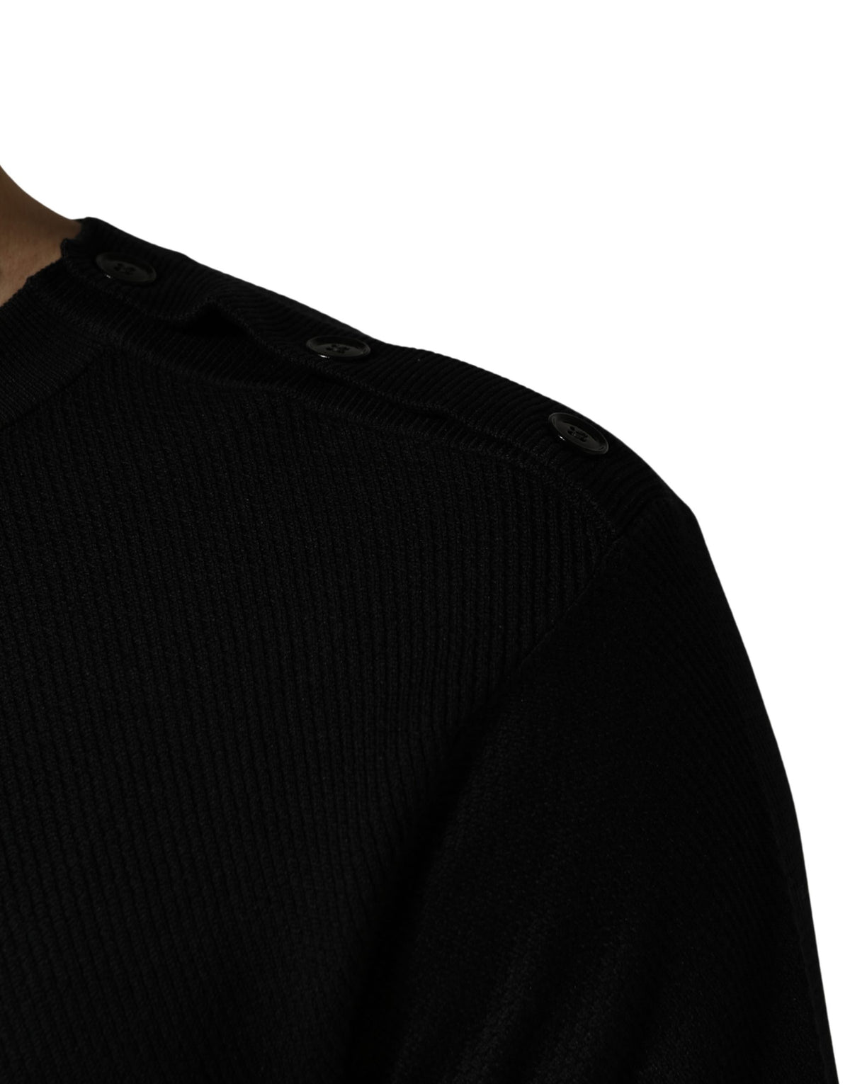Dolce & Gabbana Black Crew Neck Long Sleeve Pullover Men's Sweater