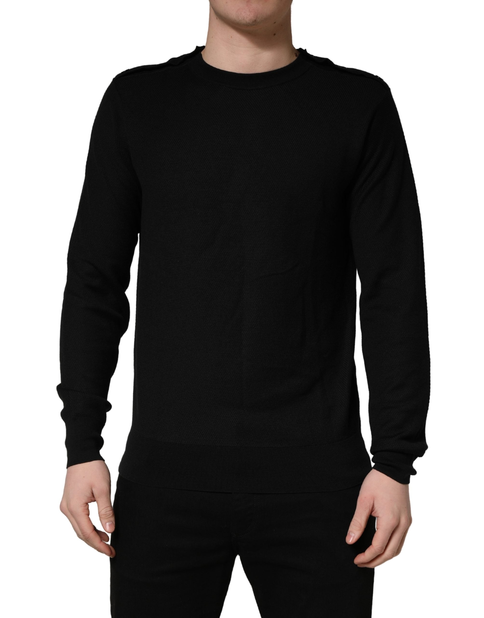 Dolce & Gabbana Black Crew Neck Long Sleeve Pullover Men's Sweater