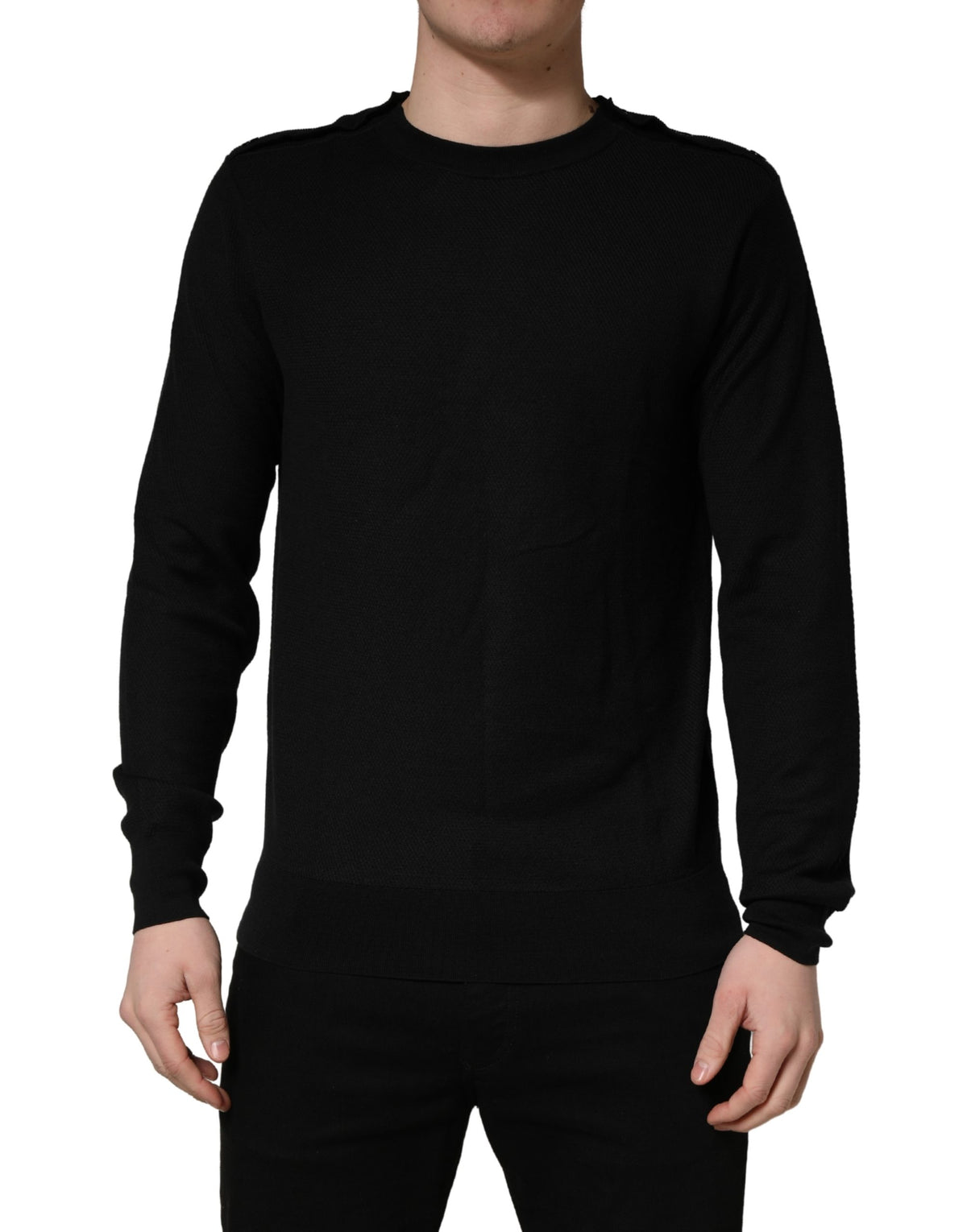 Dolce & Gabbana Black Crew Neck Long Sleeve Pullover Men's Sweater