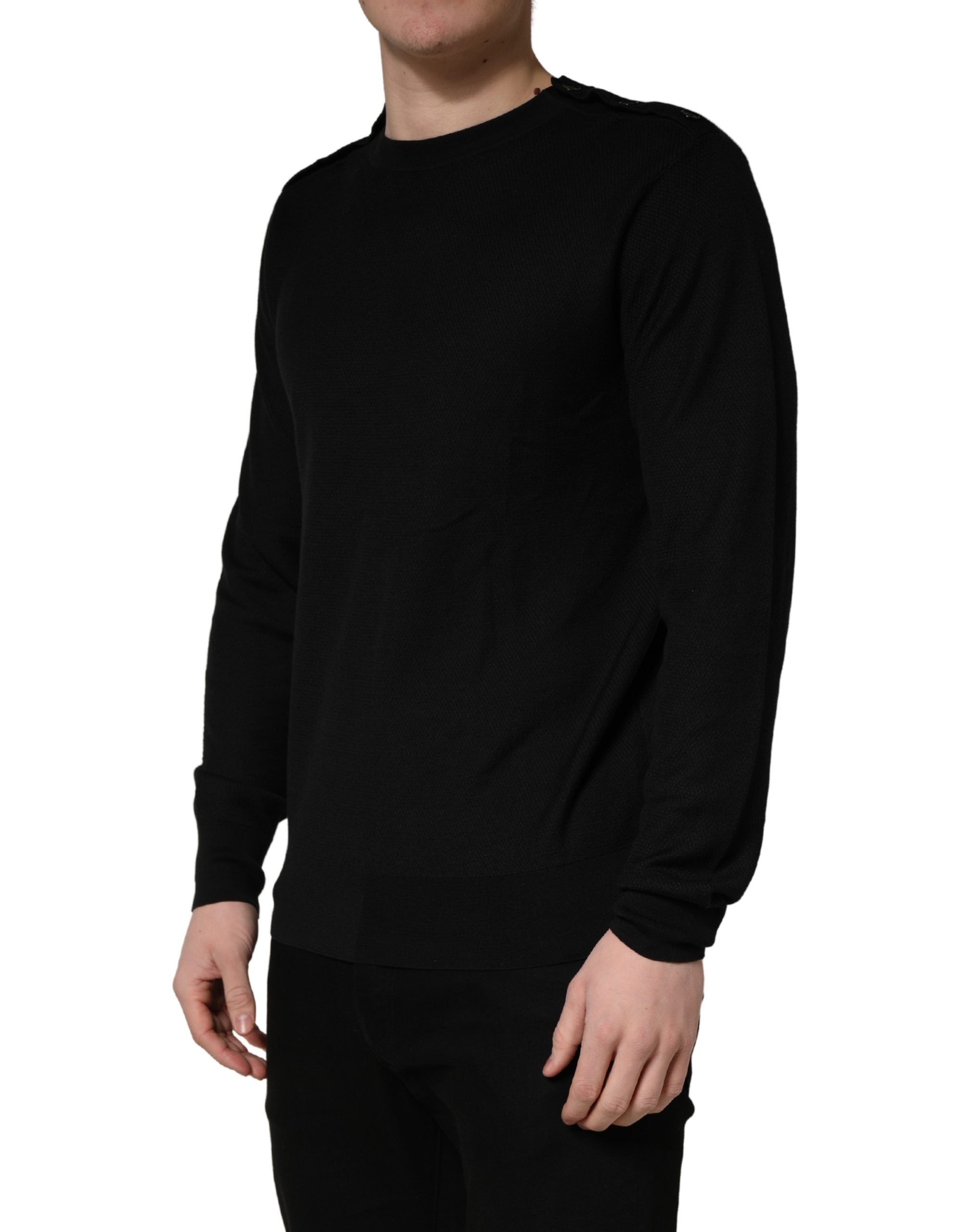 Dolce & Gabbana Black Crew Neck Long Sleeve Pullover Men's Sweater